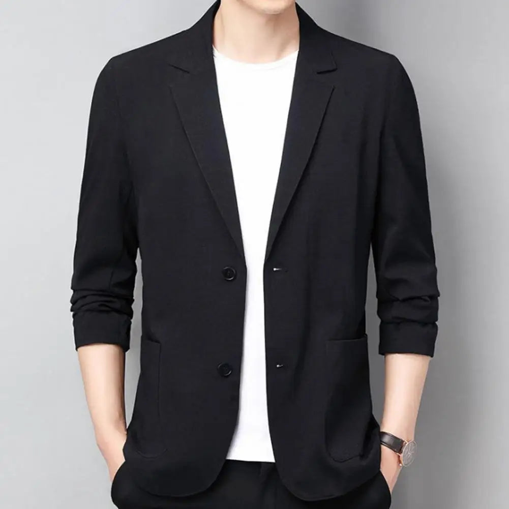 Men’s Linen Slim Fit Casual Formal Suit Jacket Thin Coat