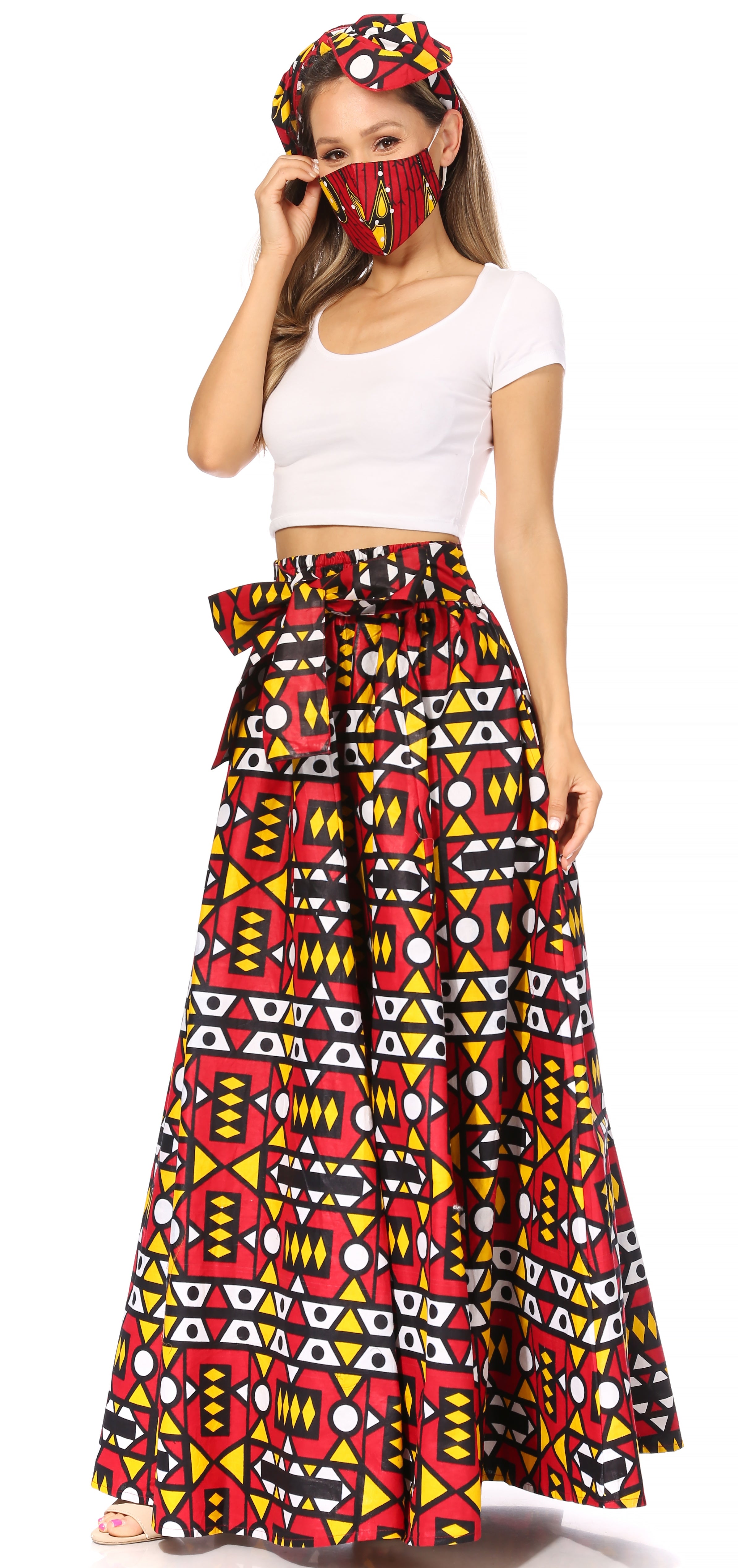 Sakkas Asma's Second Convertible Traditional Wax Print Maxi Skirt with Adjustable Straps - Buy One, Get One 50% Off