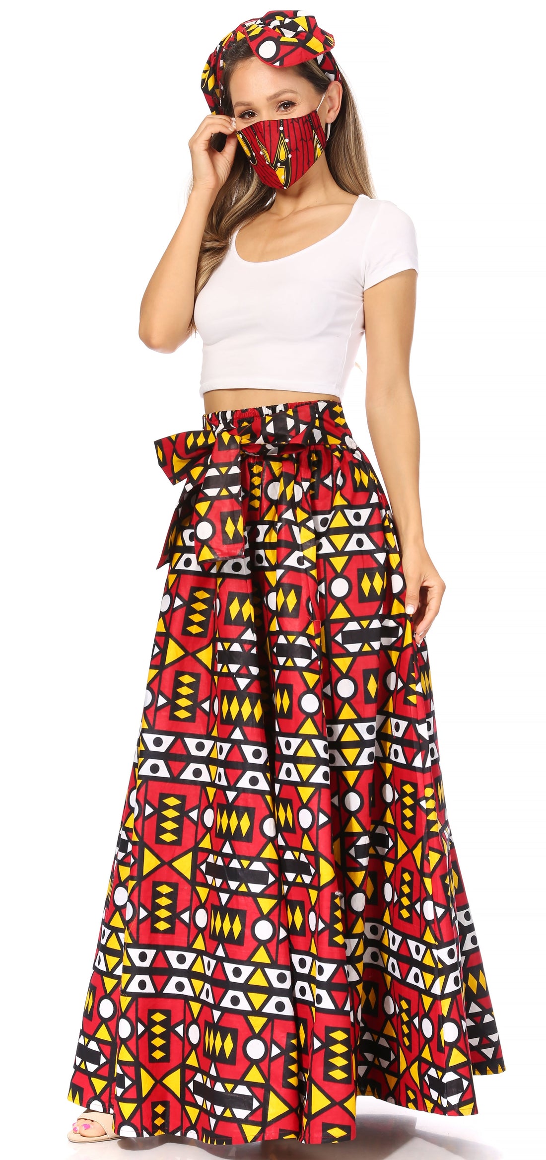 Sakkas Asma's Second Convertible Traditional Wax Print Maxi Skirt with Adjustable Straps - Buy One, Get One 50% Off