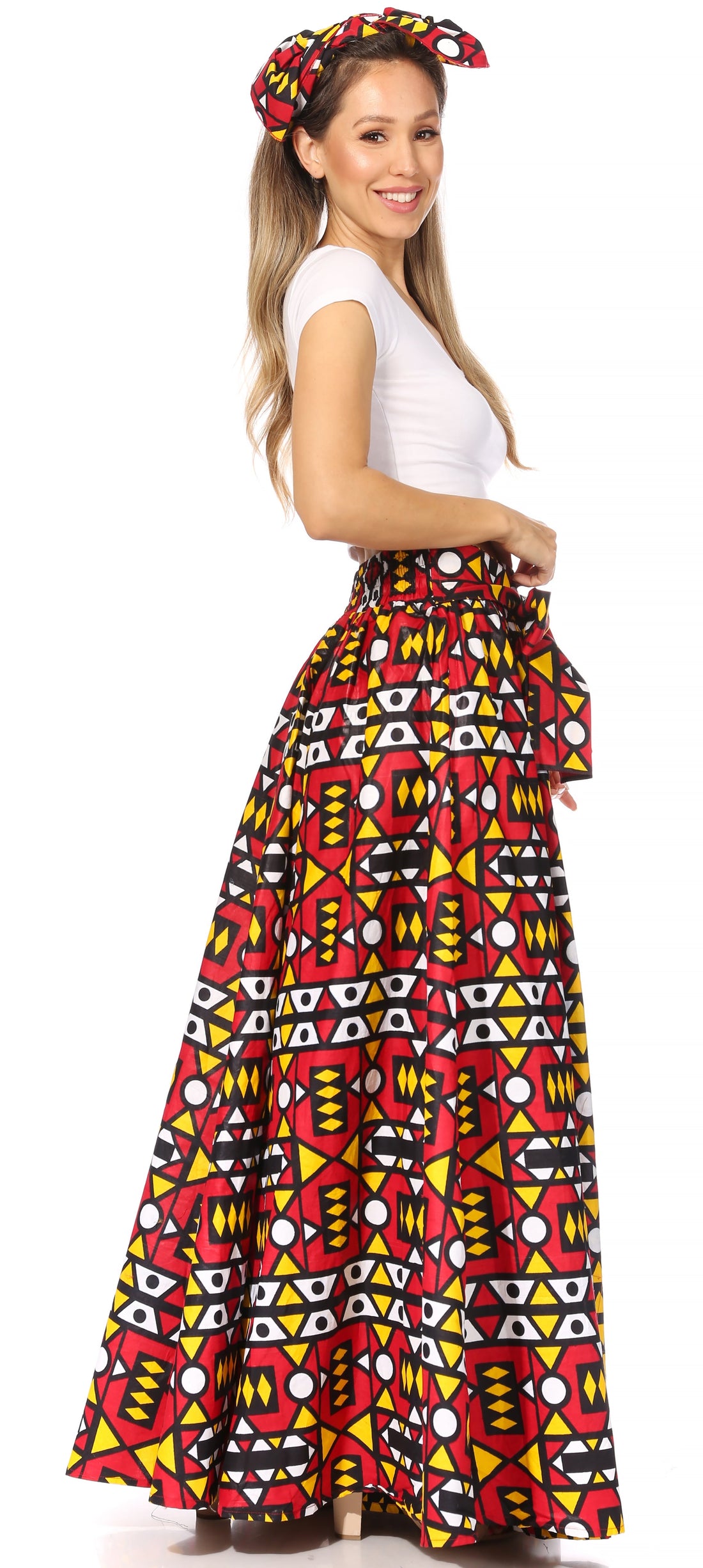 Sakkas Asma's Second Convertible Traditional Wax Print Maxi Skirt with Adjustable Straps - Buy One, Get One 50% Off