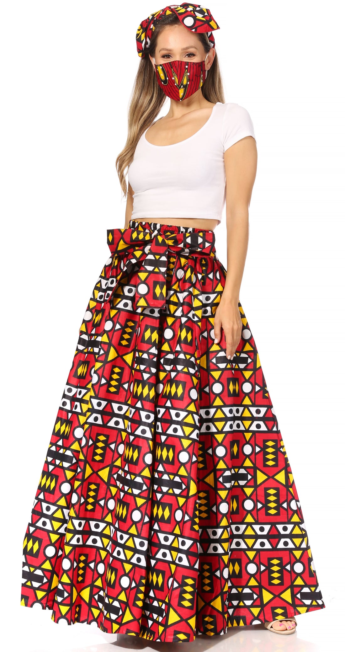 Sakkas Asma's Second Convertible Traditional Wax Print Maxi Skirt with Adjustable Straps - Buy One, Get One 50% Off