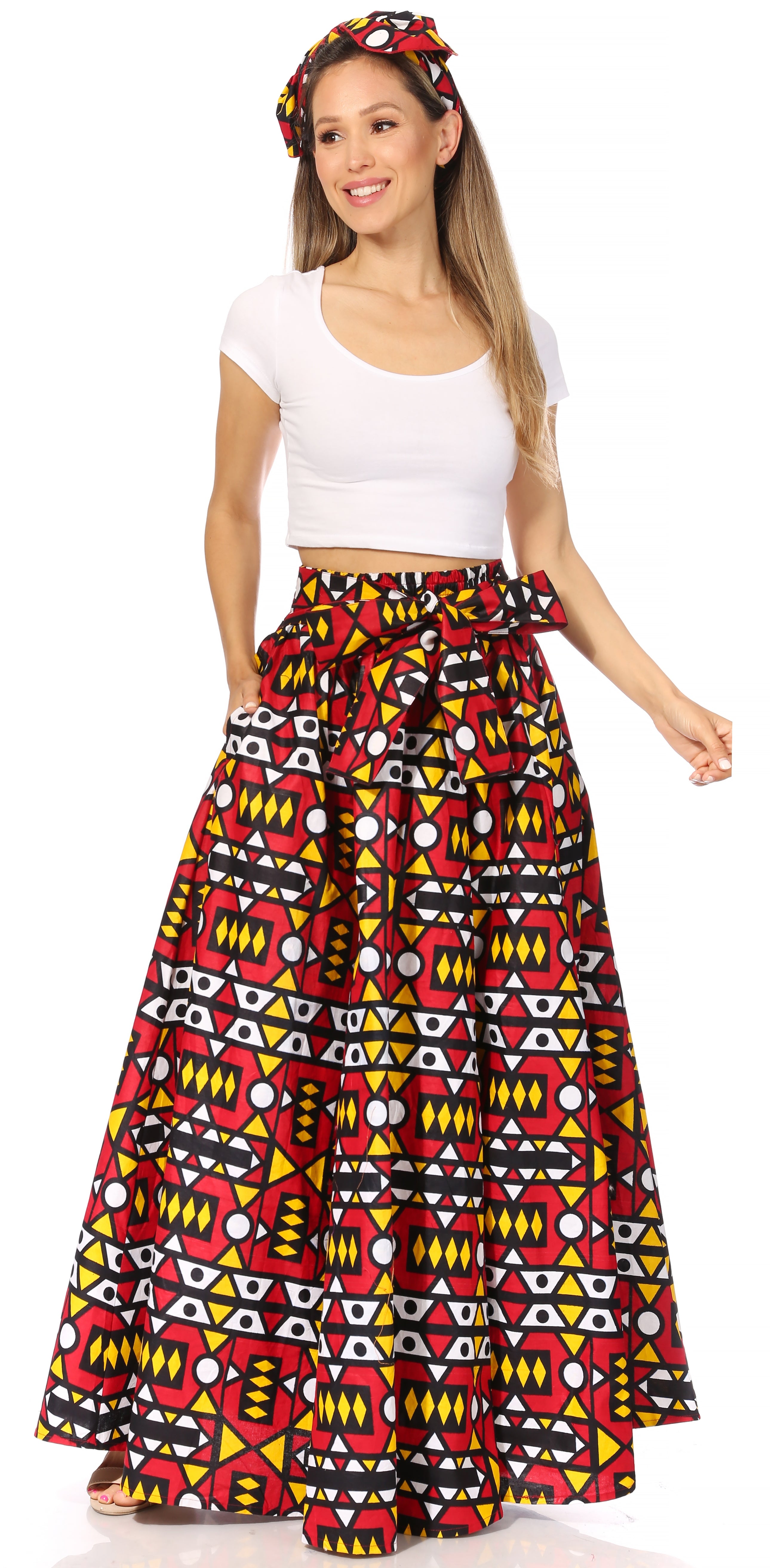 Sakkas Asma's Second Convertible Traditional Wax Print Maxi Skirt with Adjustable Straps - Buy One, Get One 50% Off