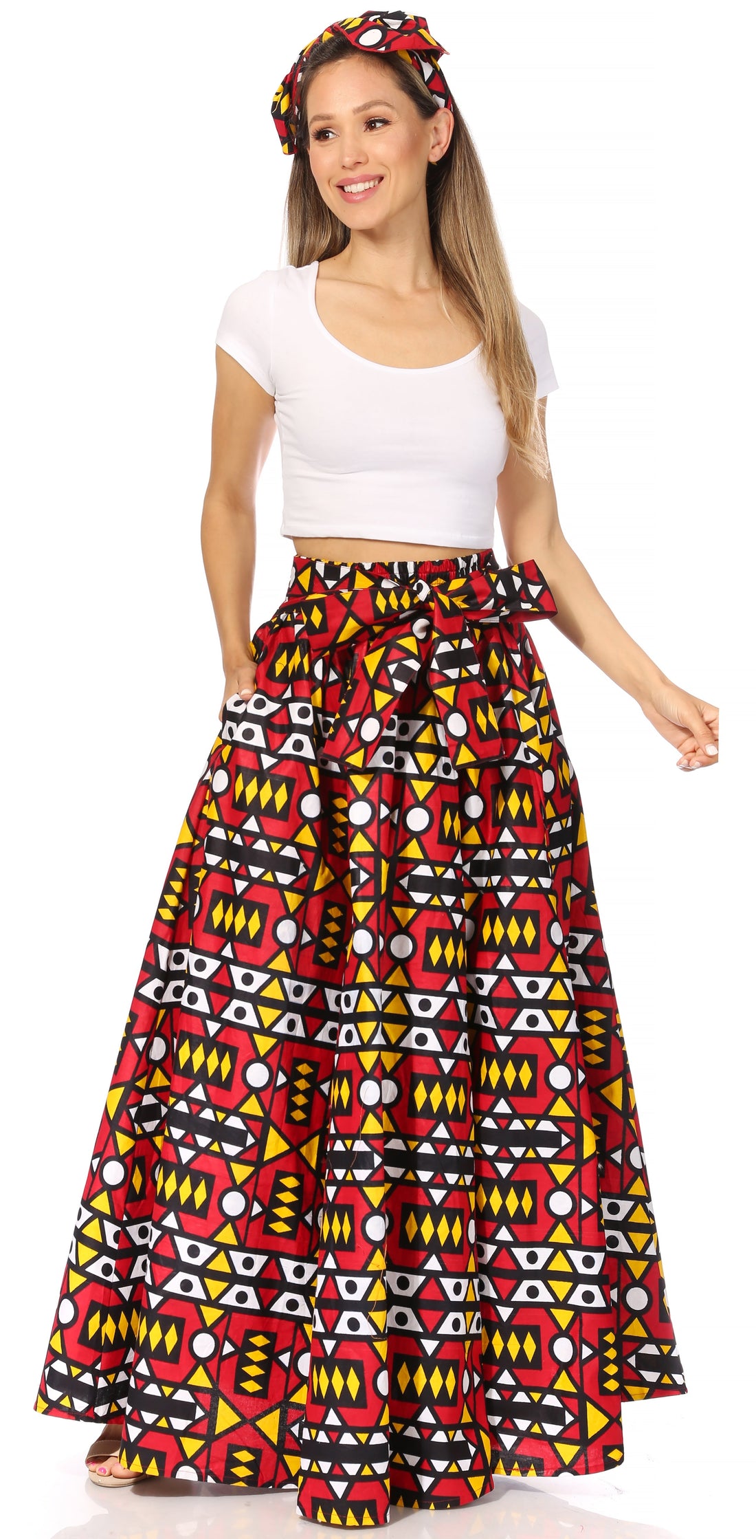 Sakkas Asma's Second Convertible Traditional Wax Print Maxi Skirt with Adjustable Straps - Buy One, Get One 50% Off