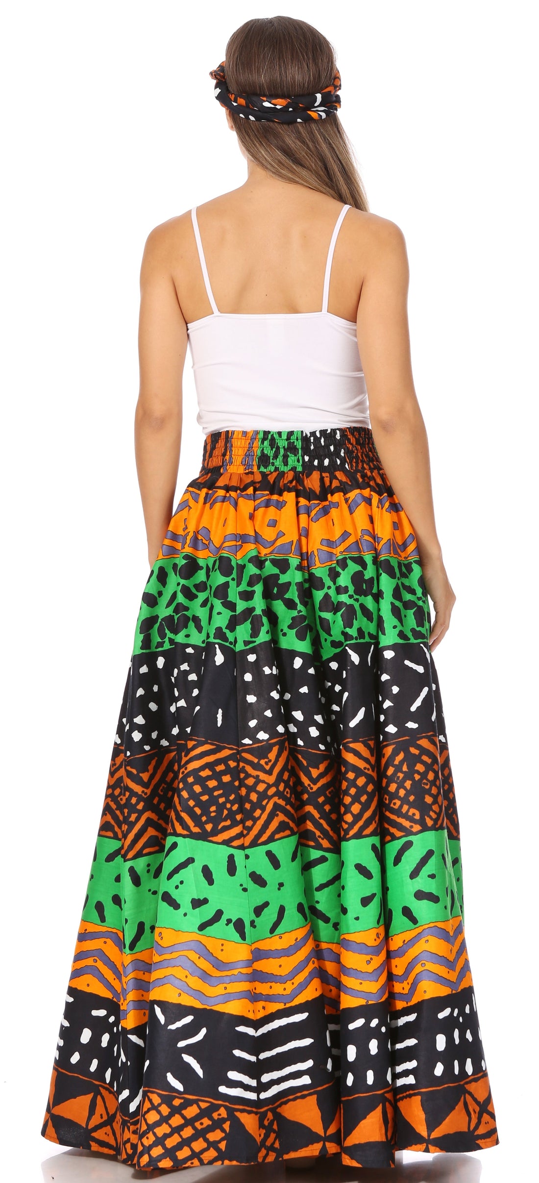 Sakkas Asma's Second Convertible Traditional Wax Print Maxi Skirt with Adjustable Straps - Buy One, Get One 50% Off