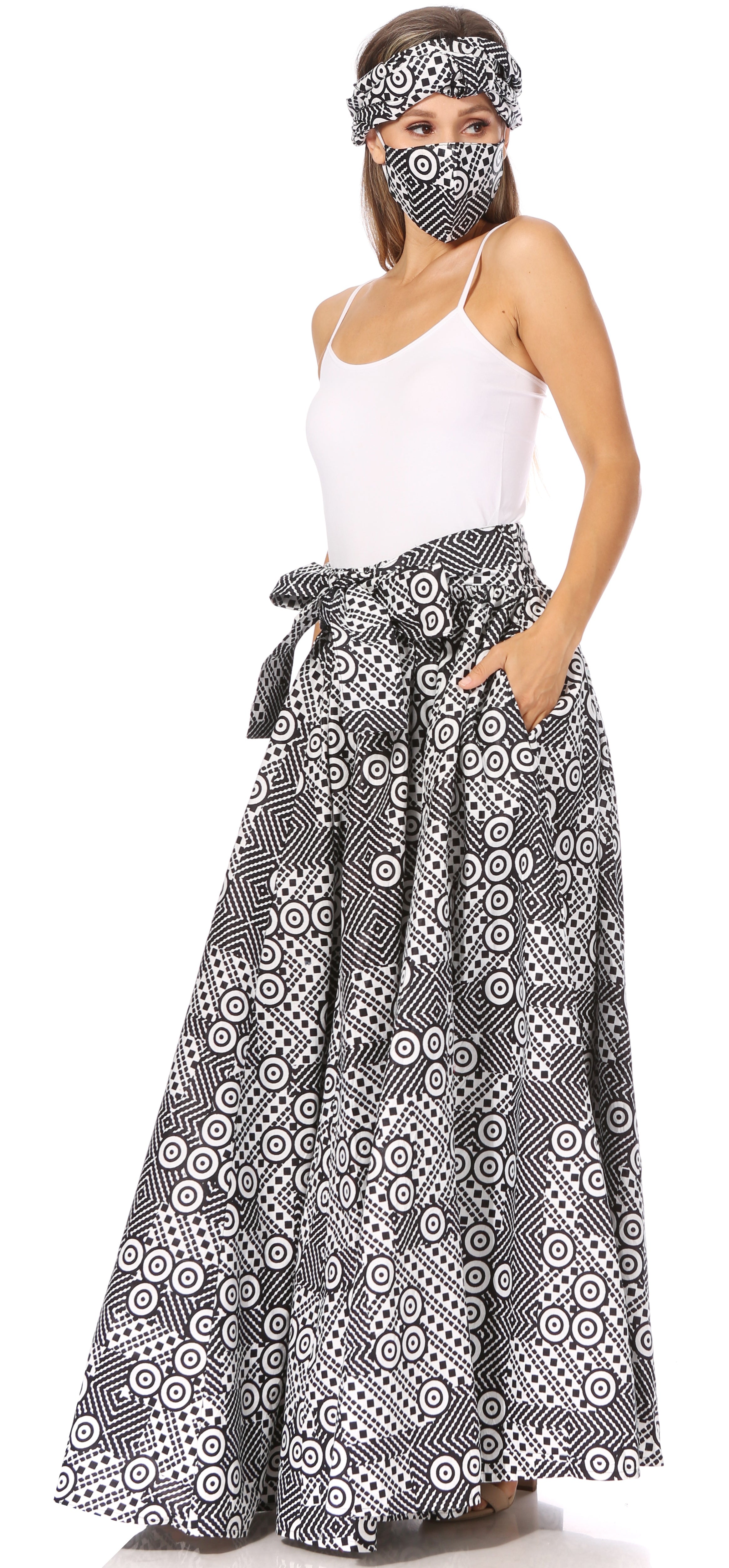 Sakkas Asma's Second Convertible Traditional Wax Print Maxi Skirt with Adjustable Straps - Buy One, Get One 50% Off