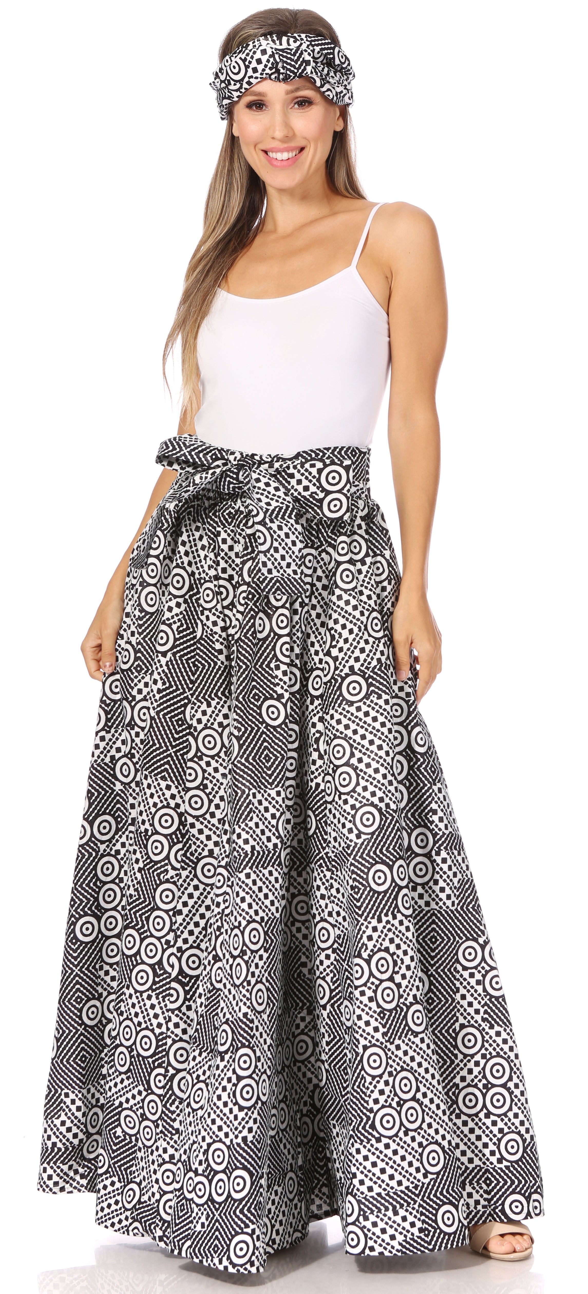 Sakkas Asma's Second Convertible Traditional Wax Print Maxi Skirt with Adjustable Straps - Buy One, Get One 50% Off