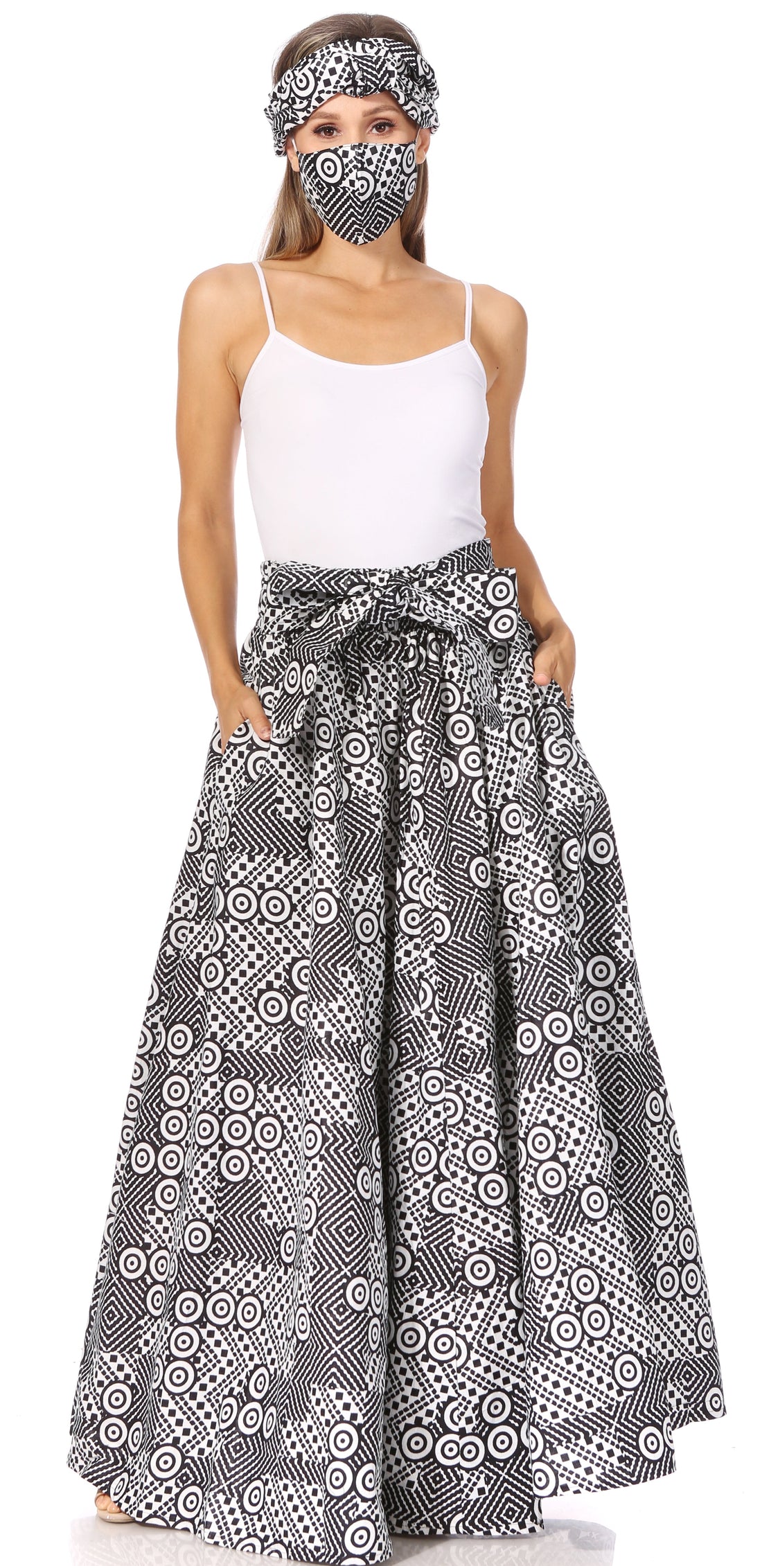 Sakkas Asma's Second Convertible Traditional Wax Print Maxi Skirt with Adjustable Straps - Buy One, Get One 50% Off