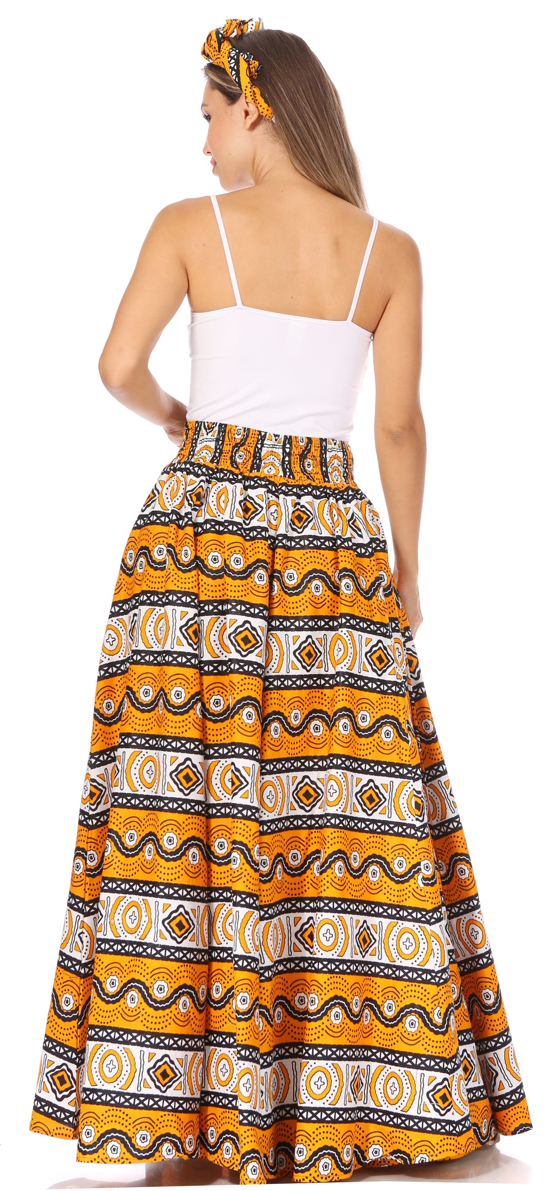 Sakkas Asma's Second Convertible Traditional Wax Print Maxi Skirt with Adjustable Straps - Buy One, Get One 50% Off