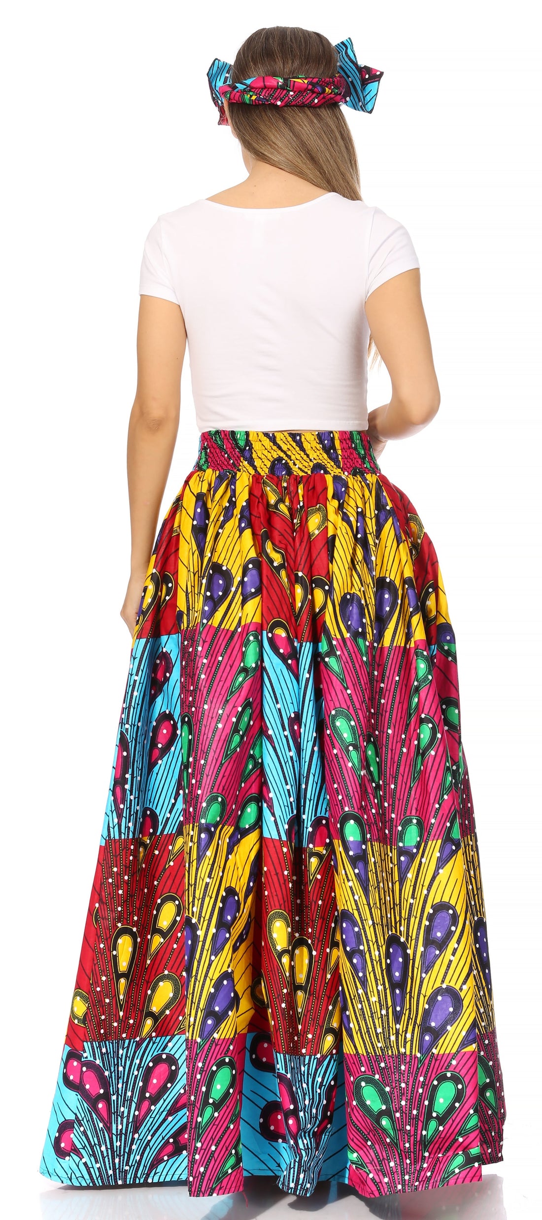 Sakkas Asma's Second Convertible Traditional Wax Print Maxi Skirt with Adjustable Straps - Buy One, Get One 50% Off