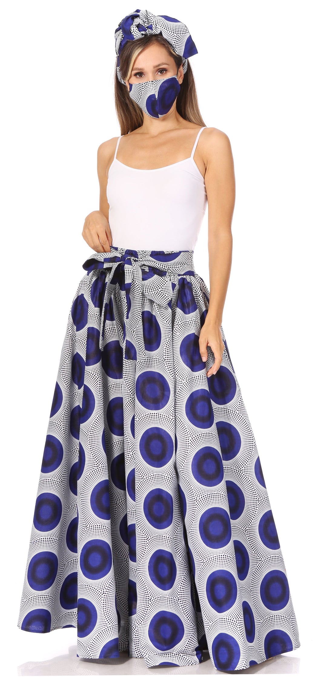 Sakkas Asma's Second Convertible Traditional Wax Print Maxi Skirt with Adjustable Straps - Buy One, Get One 50% Off