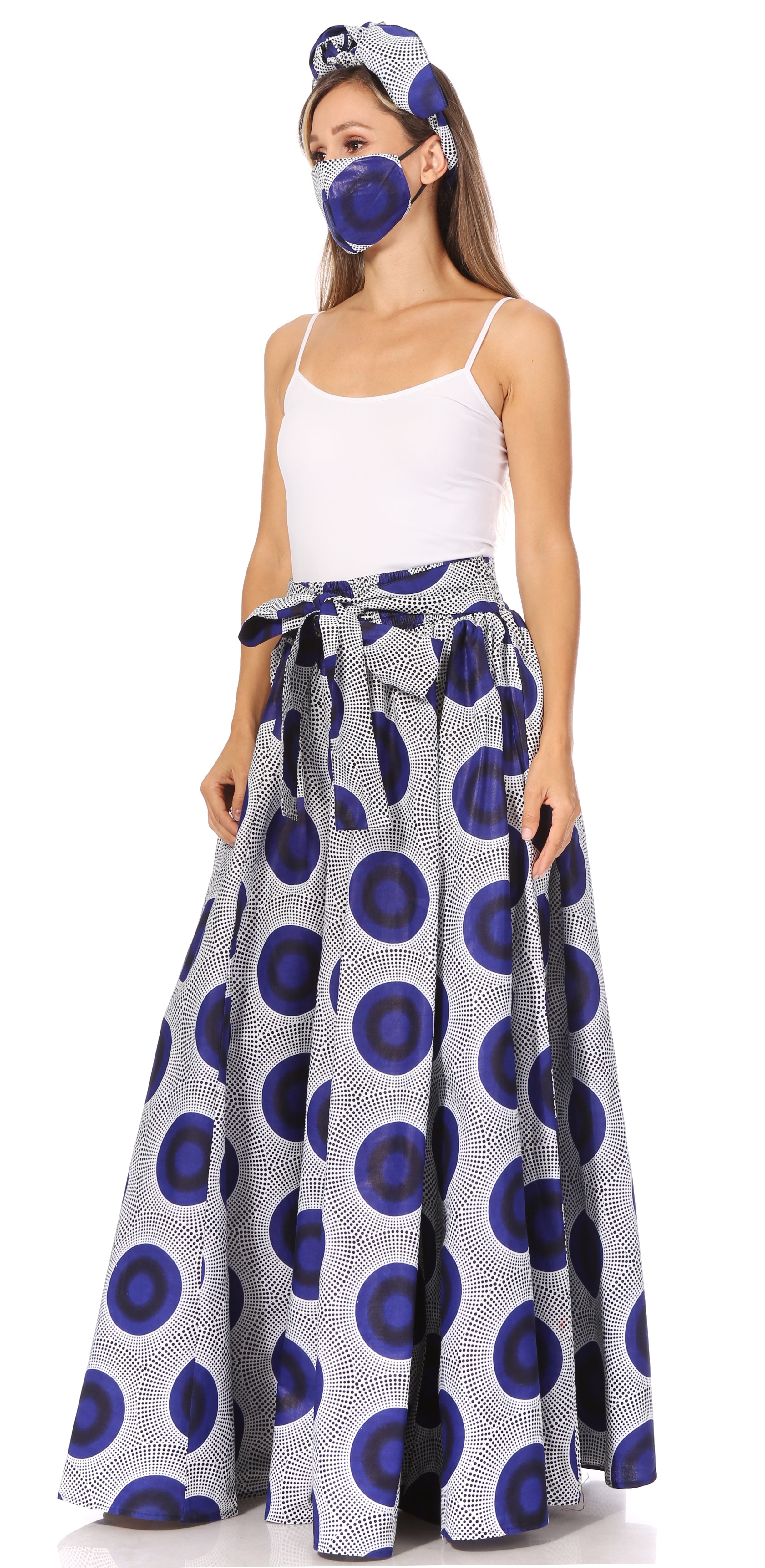 Sakkas Asma's Second Convertible Traditional Wax Print Maxi Skirt with Adjustable Straps - Buy One, Get One 50% Off