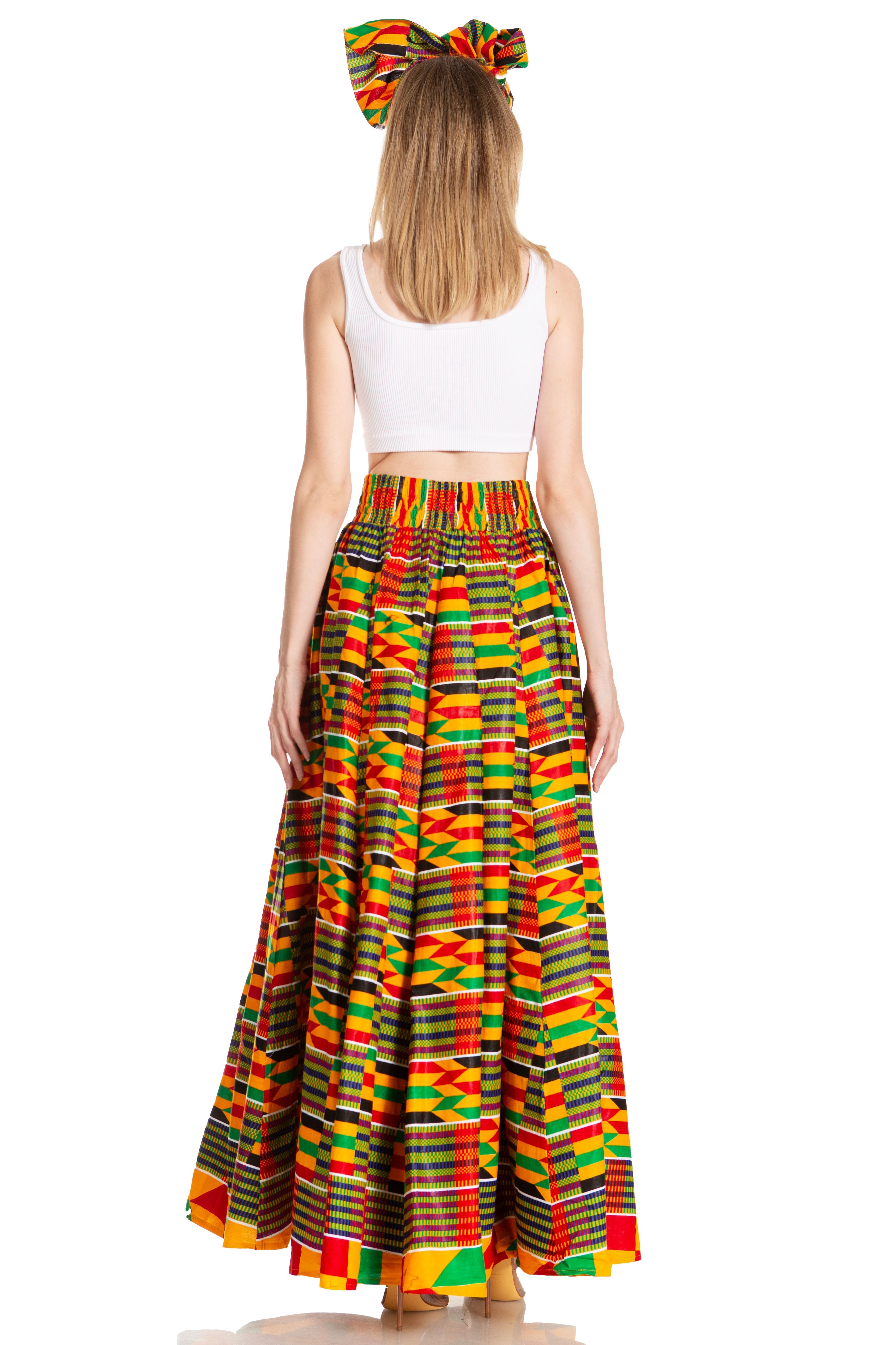 Sakkas Asma's Second Convertible Traditional Wax Print Maxi Skirt with Adjustable Straps - Buy One, Get One 50% Off