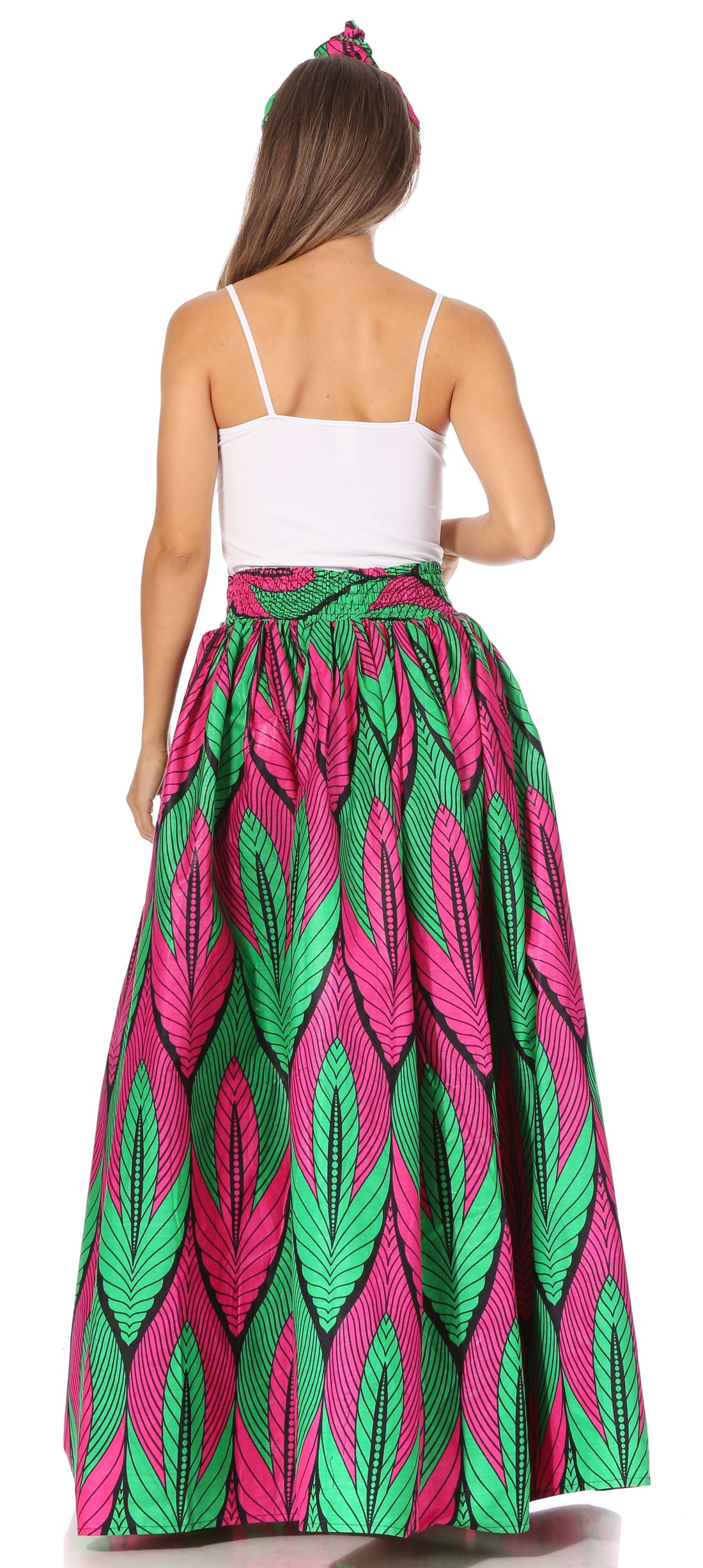 Sakkas Asma's Second Convertible Traditional Wax Print Maxi Skirt with Adjustable Straps - Buy One, Get One 50% Off