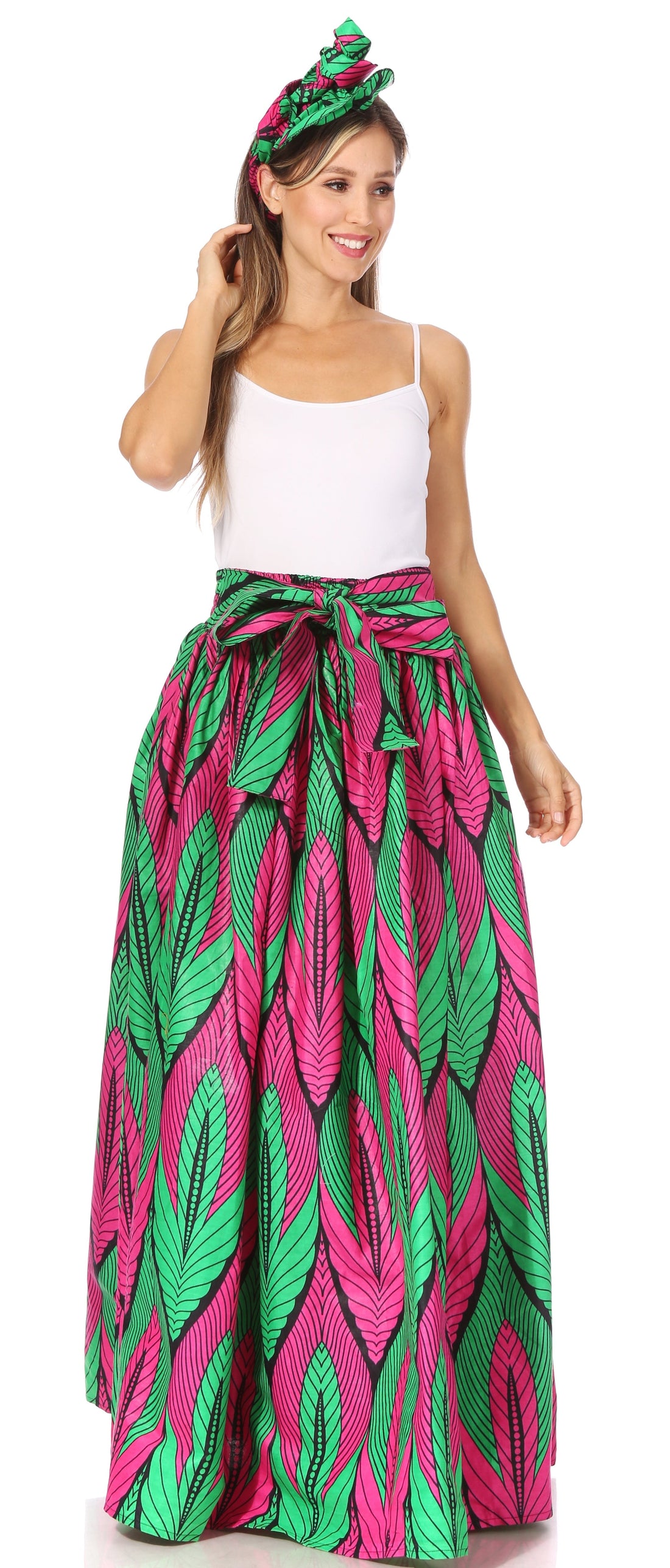 Sakkas Asma's Second Convertible Traditional Wax Print Maxi Skirt with Adjustable Straps - Buy One, Get One 50% Off