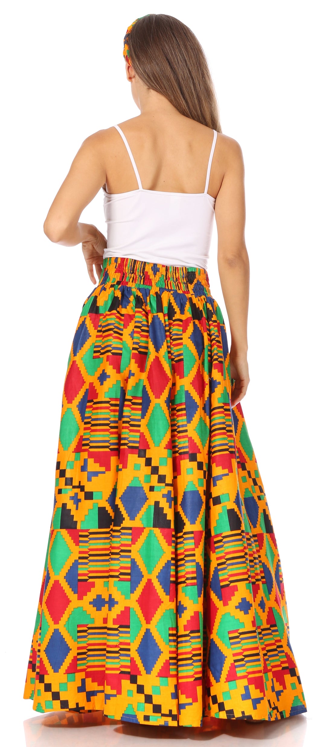 Sakkas Asma's Second Convertible Traditional Wax Print Maxi Skirt with Adjustable Straps - Buy One, Get One 50% Off