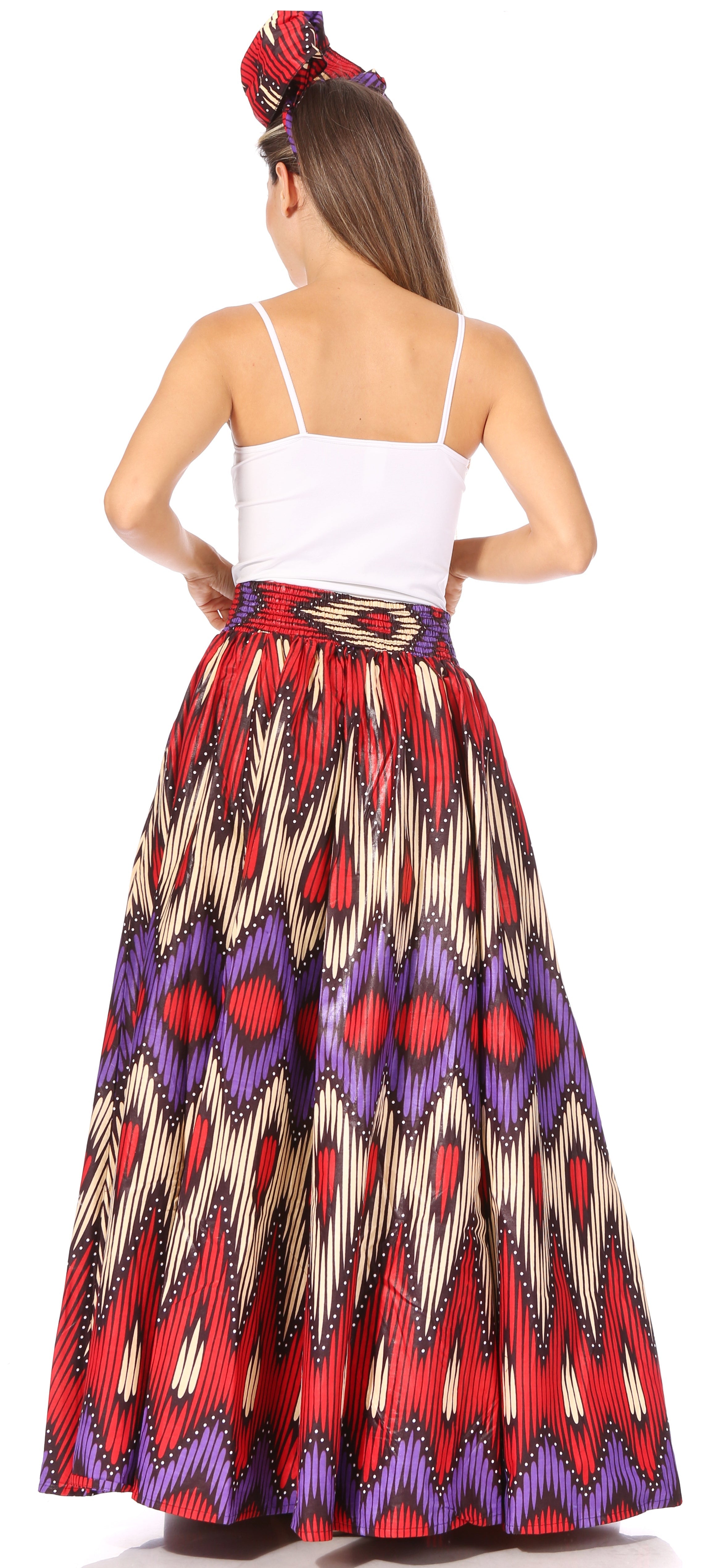 Sakkas Asma's Second Convertible Traditional Wax Print Maxi Skirt with Adjustable Straps - Buy One, Get One 50% Off