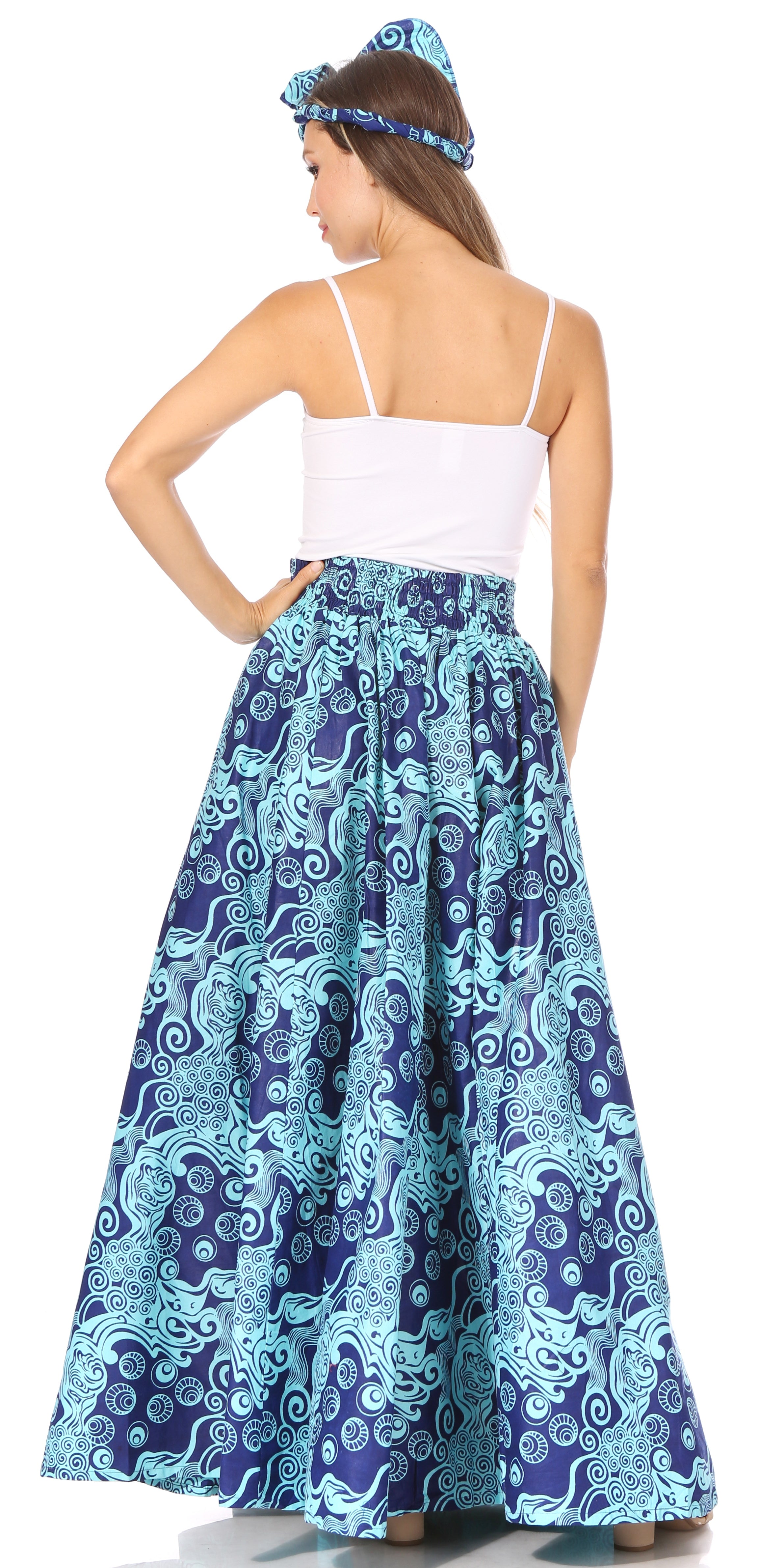 Sakkas Asma's Second Convertible Traditional Wax Print Maxi Skirt with Adjustable Straps - Buy One, Get One 50% Off