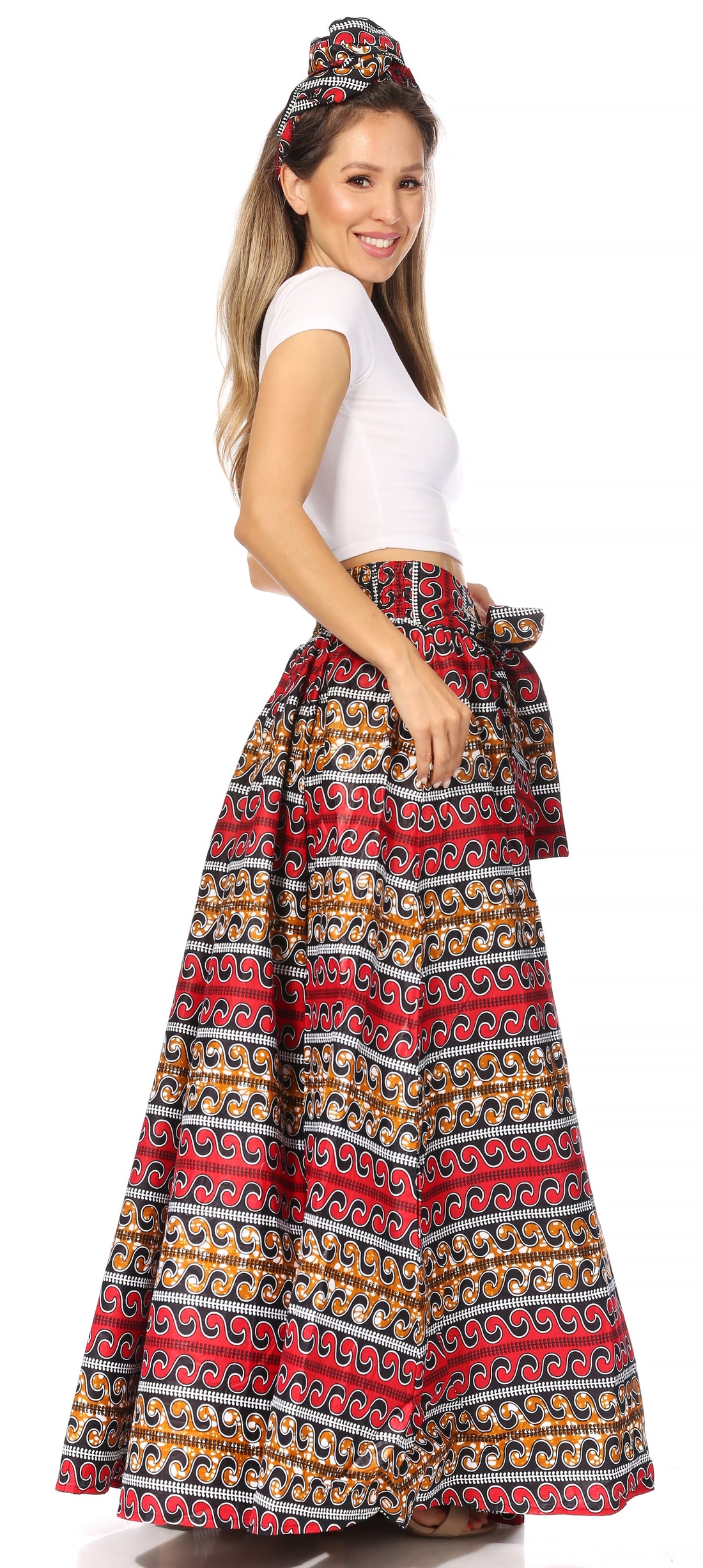 Sakkas Asma's Second Convertible Traditional Wax Print Maxi Skirt with Adjustable Straps - Buy One, Get One 50% Off