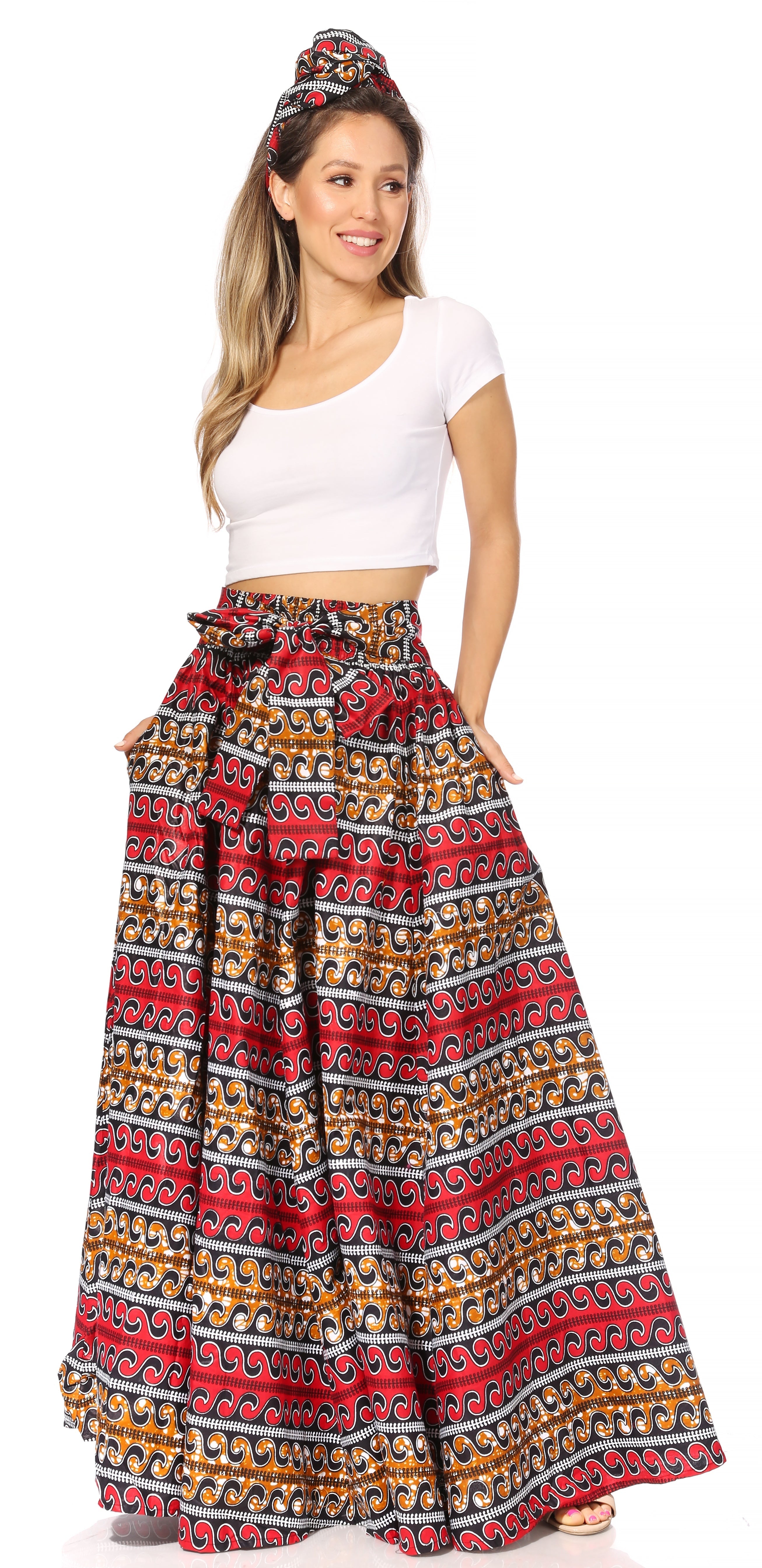Sakkas Asma's Second Convertible Traditional Wax Print Maxi Skirt with Adjustable Straps - Buy One, Get One 50% Off