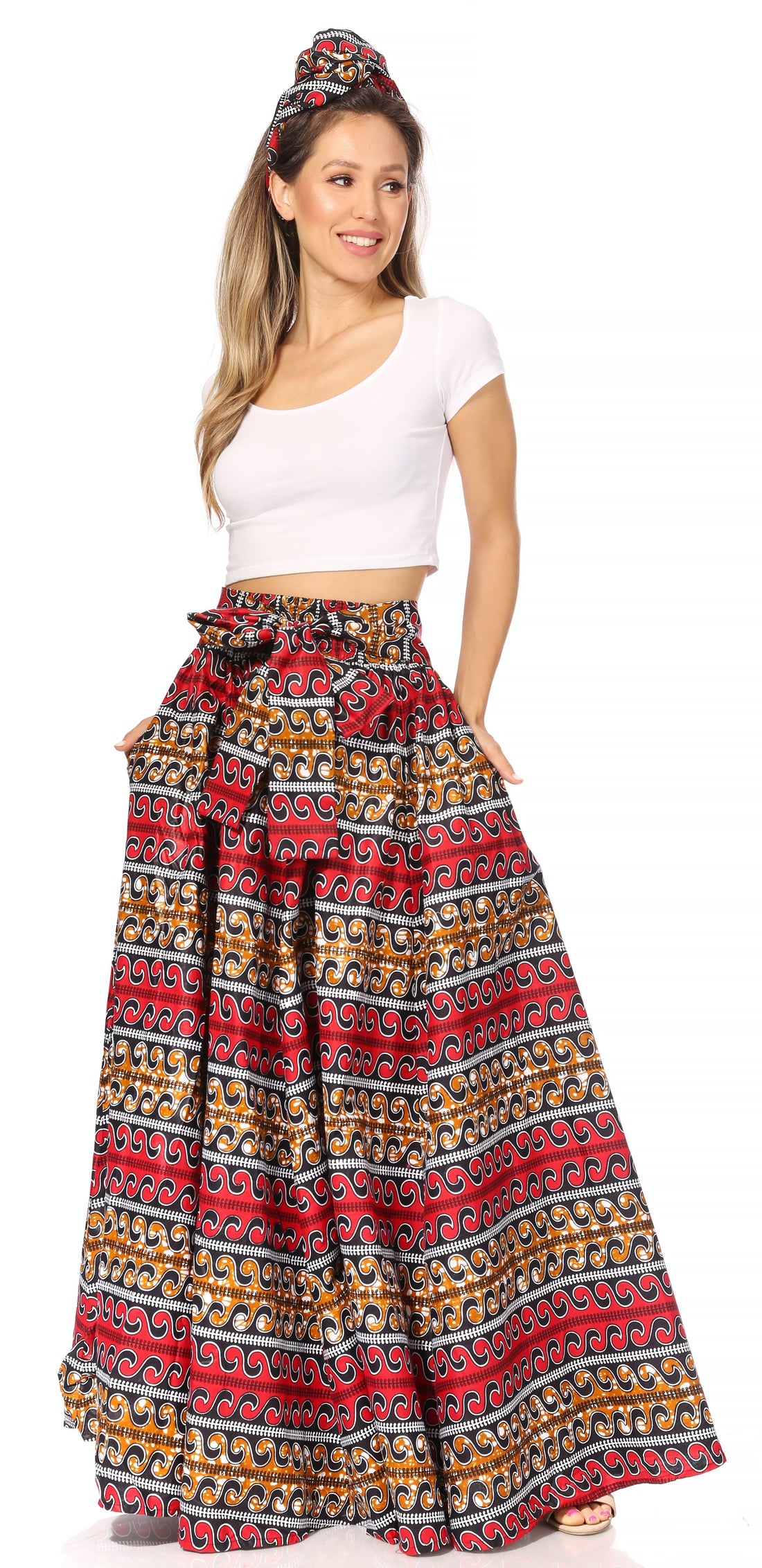 Sakkas Asma's Second Convertible Traditional Wax Print Maxi Skirt with Adjustable Straps - Buy One, Get One 50% Off