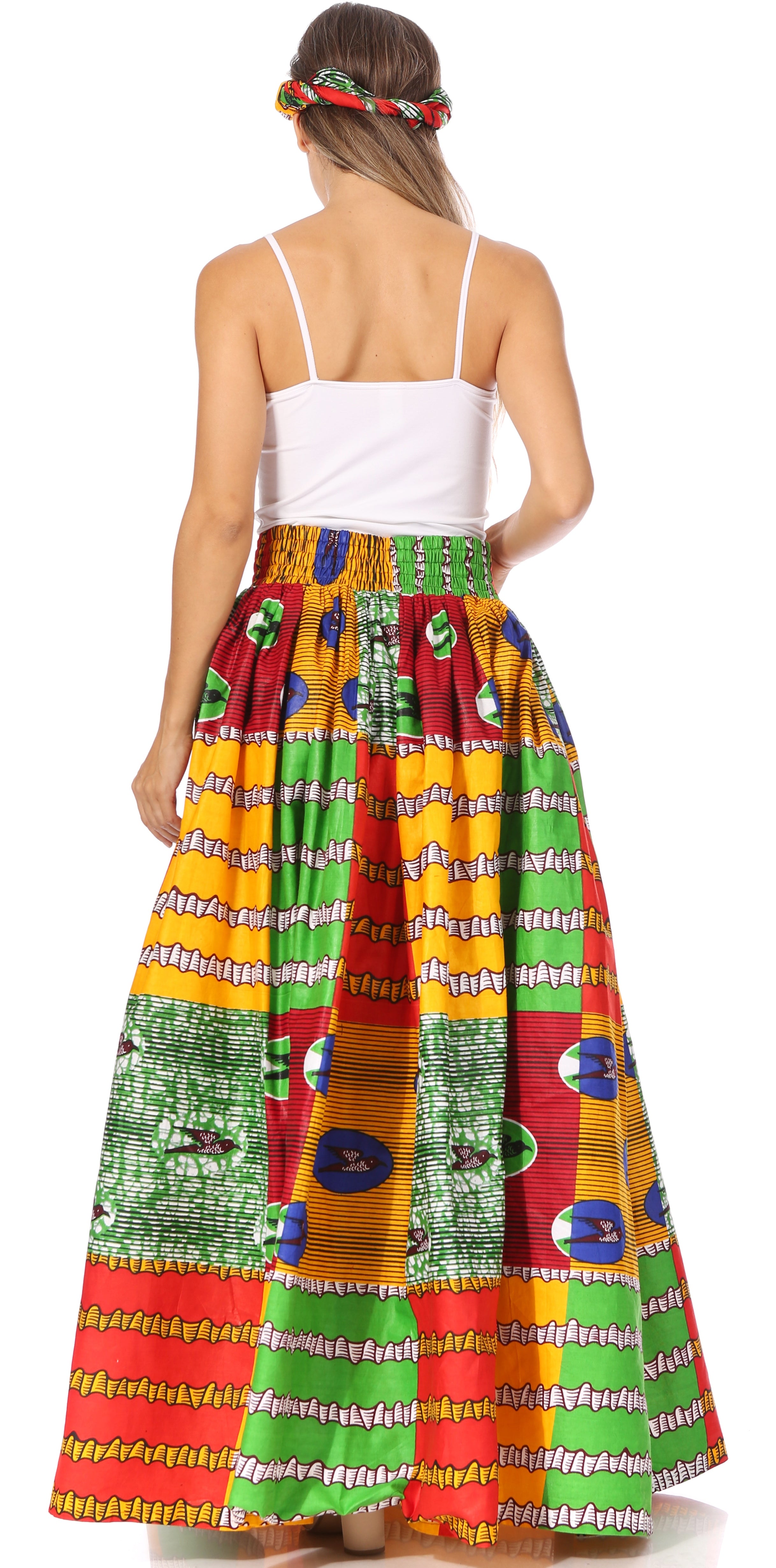 Sakkas Asma's Second Convertible Traditional Wax Print Maxi Skirt with Adjustable Straps - Buy One, Get One 50% Off