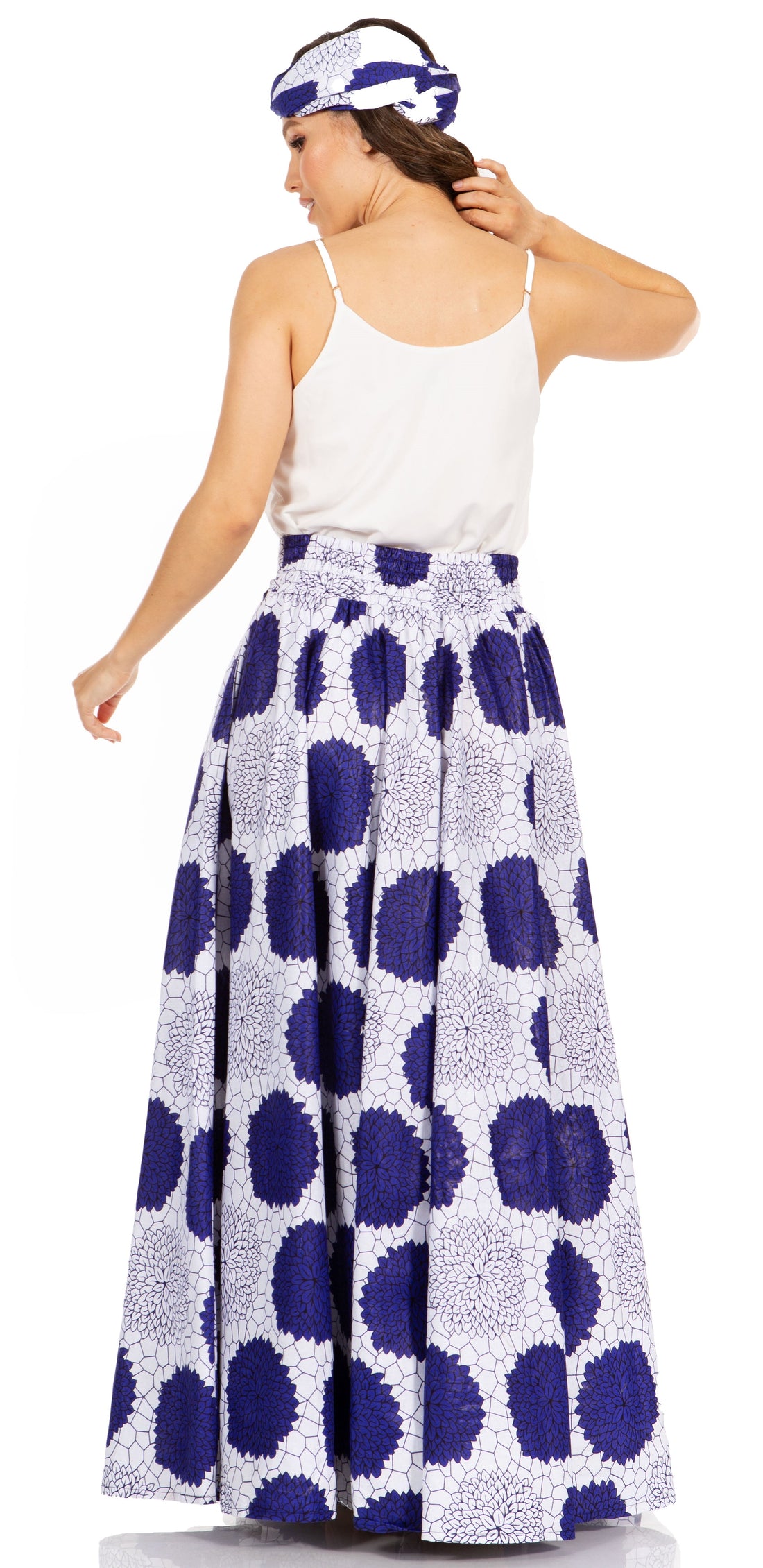 Sakkas Asma's Second Convertible Traditional Wax Print Maxi Skirt with Adjustable Straps - Buy One, Get One 50% Off