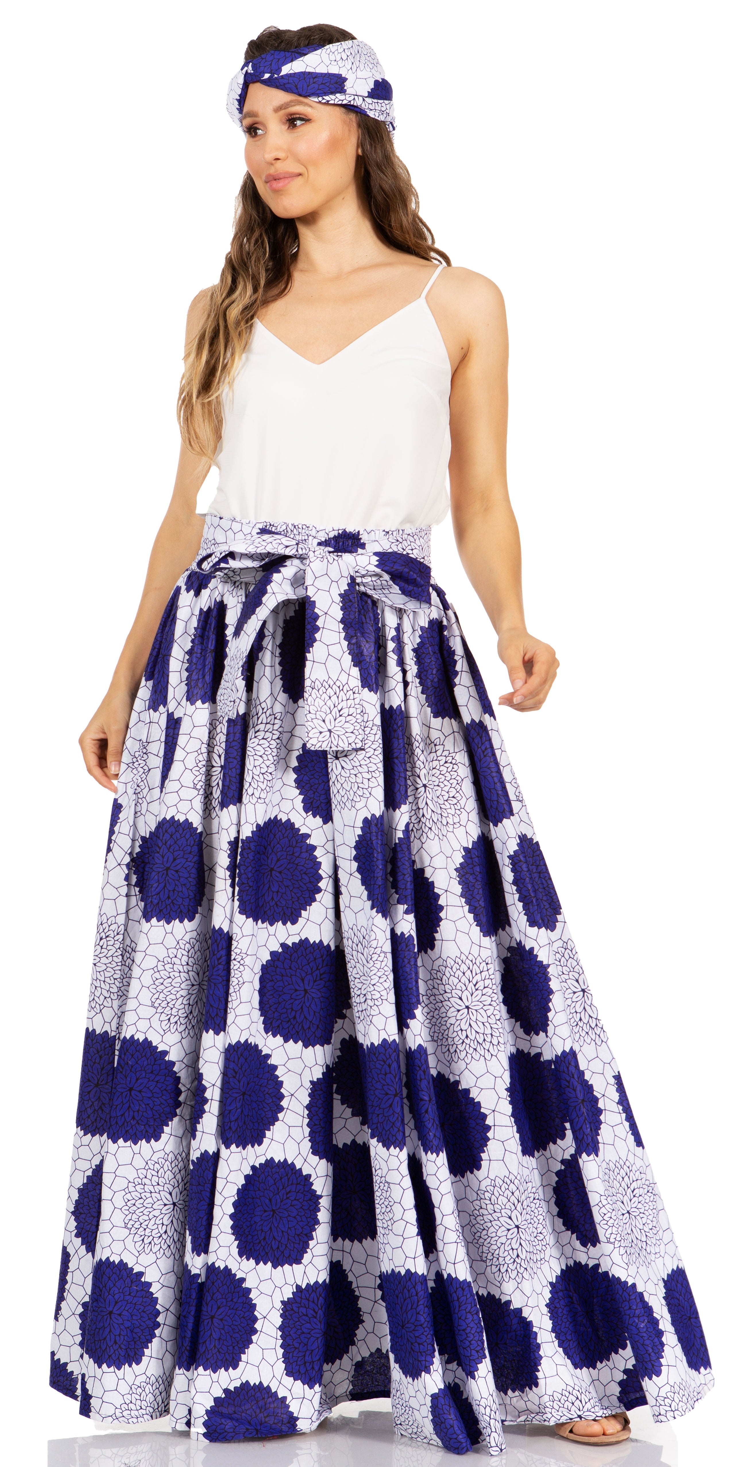 Sakkas Asma's Second Convertible Traditional Wax Print Maxi Skirt with Adjustable Straps - Buy One, Get One 50% Off