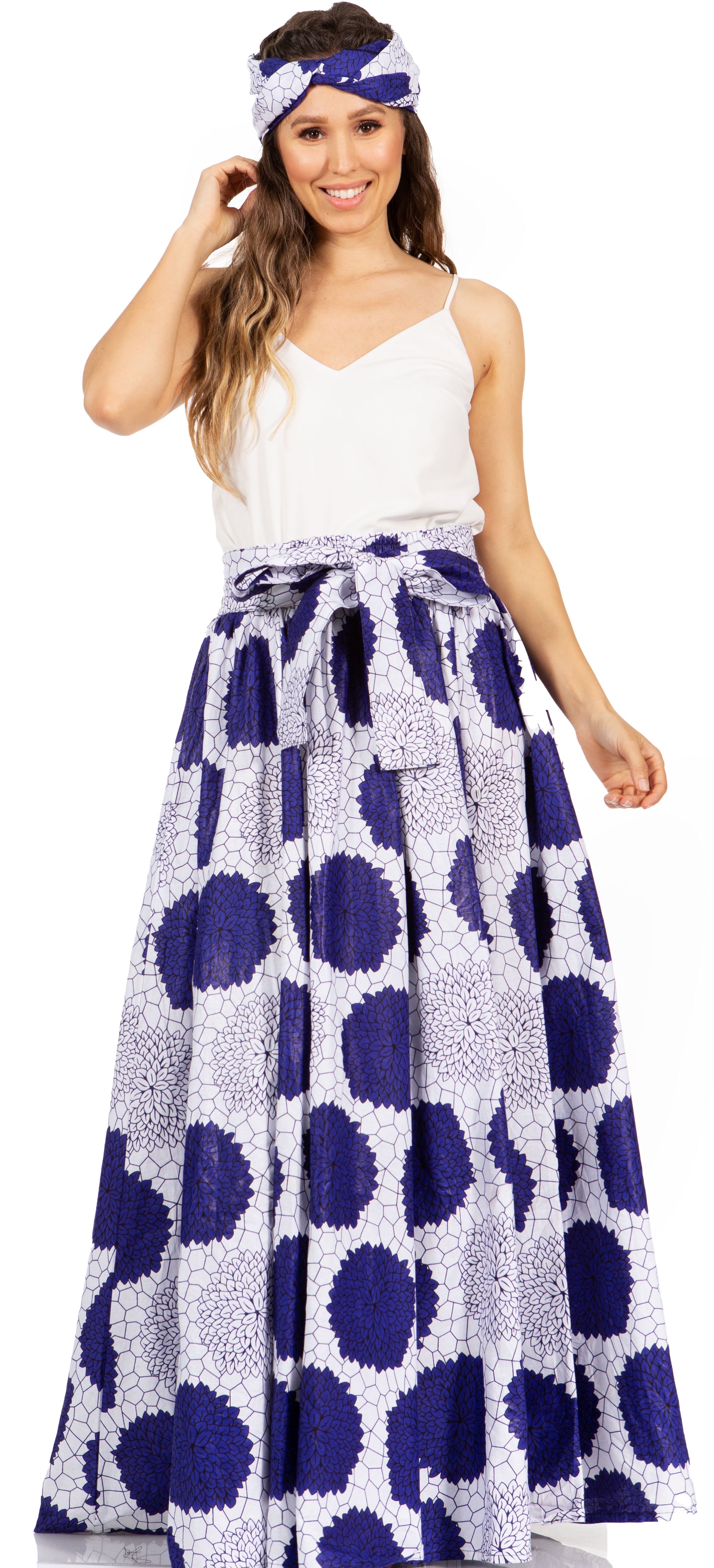 Sakkas Asma's Second Convertible Traditional Wax Print Maxi Skirt with Adjustable Straps - Buy One, Get One 50% Off
