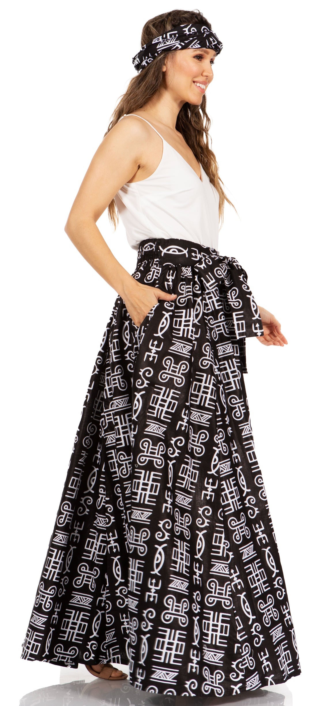 Sakkas Asma's Second Convertible Traditional Wax Print Maxi Skirt with Adjustable Straps - Buy One, Get One 50% Off