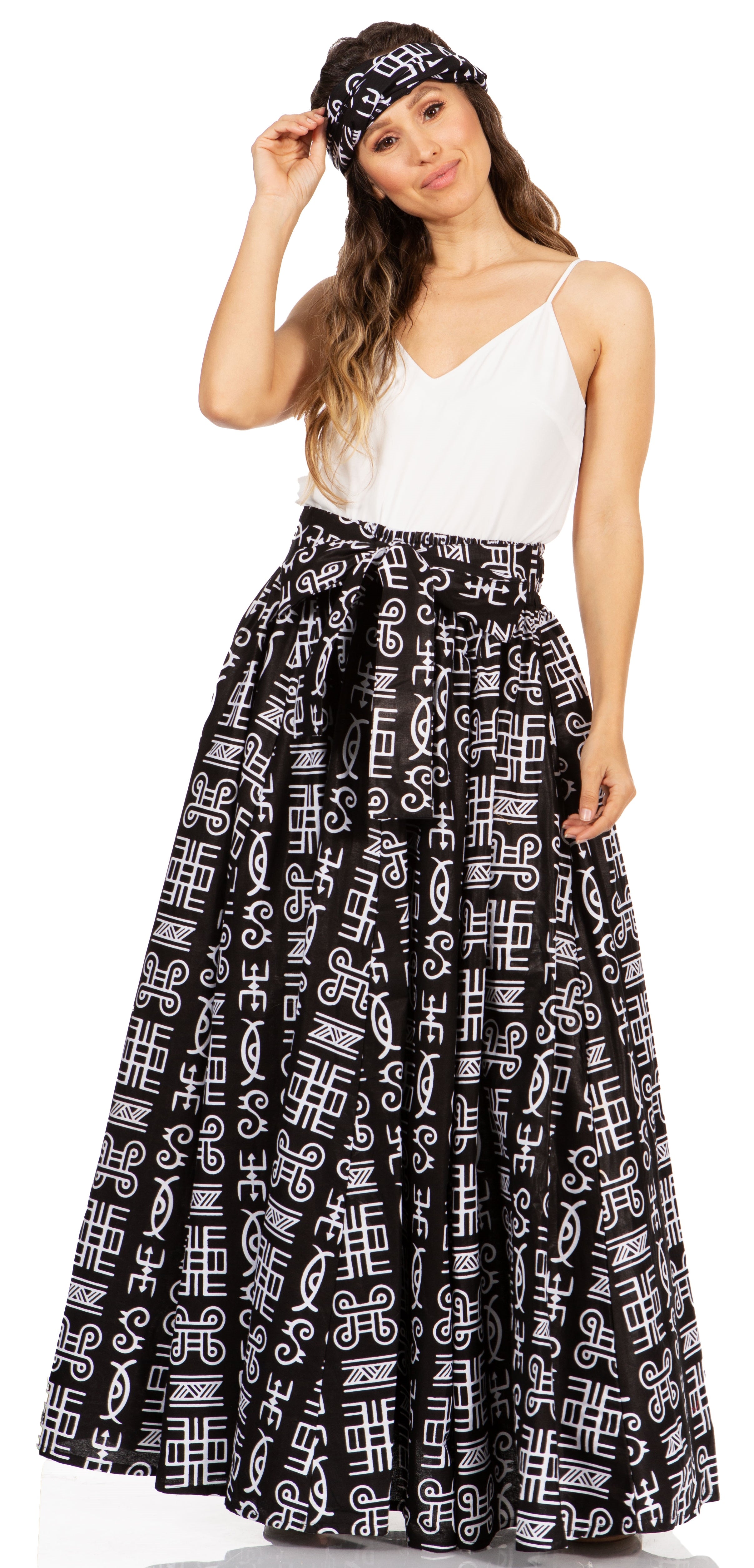 Sakkas Asma's Second Convertible Traditional Wax Print Maxi Skirt with Adjustable Straps - Buy One, Get One 50% Off