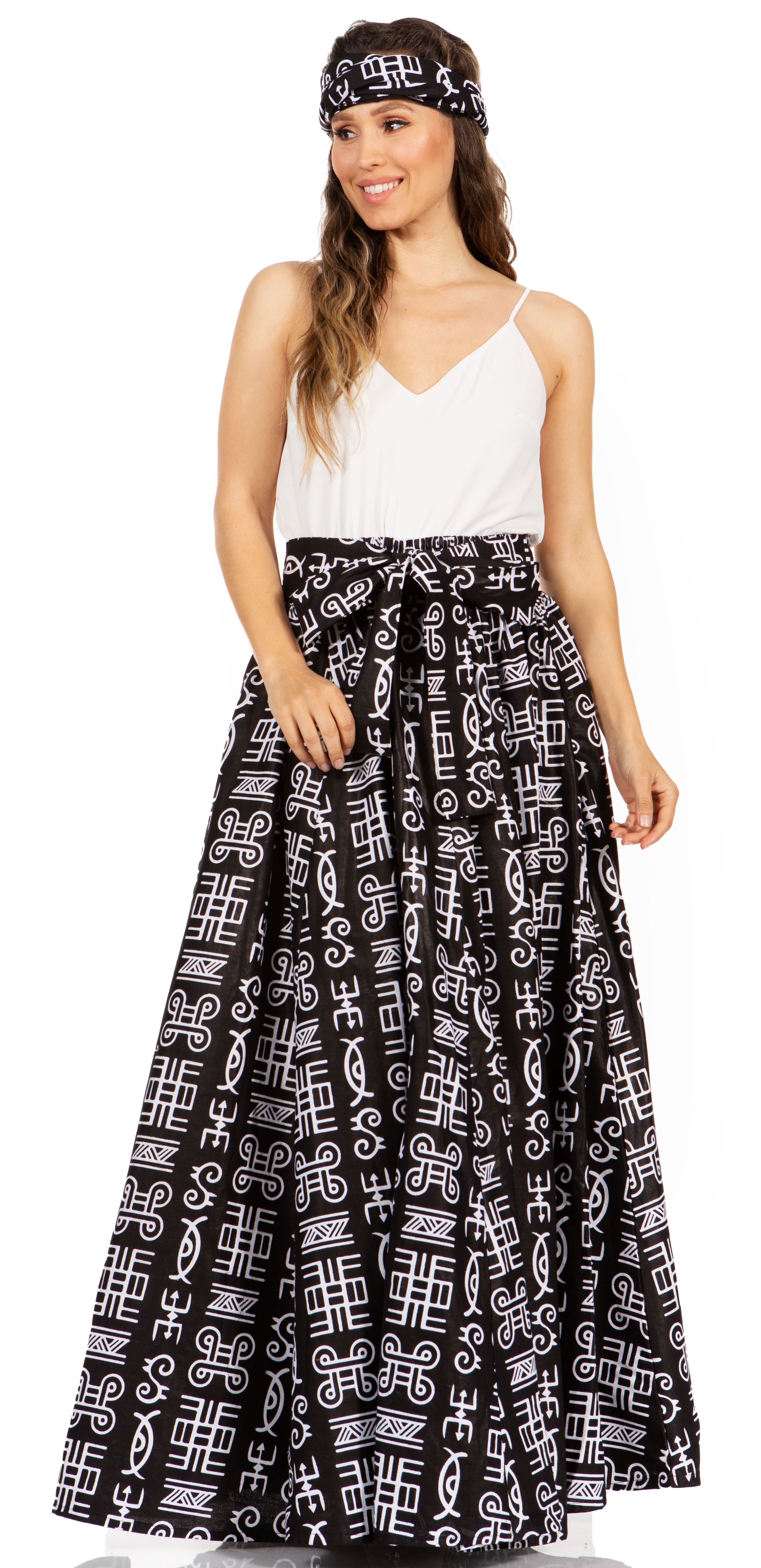 Sakkas Asma's Second Convertible Traditional Wax Print Maxi Skirt with Adjustable Straps - Buy One, Get One 50% Off