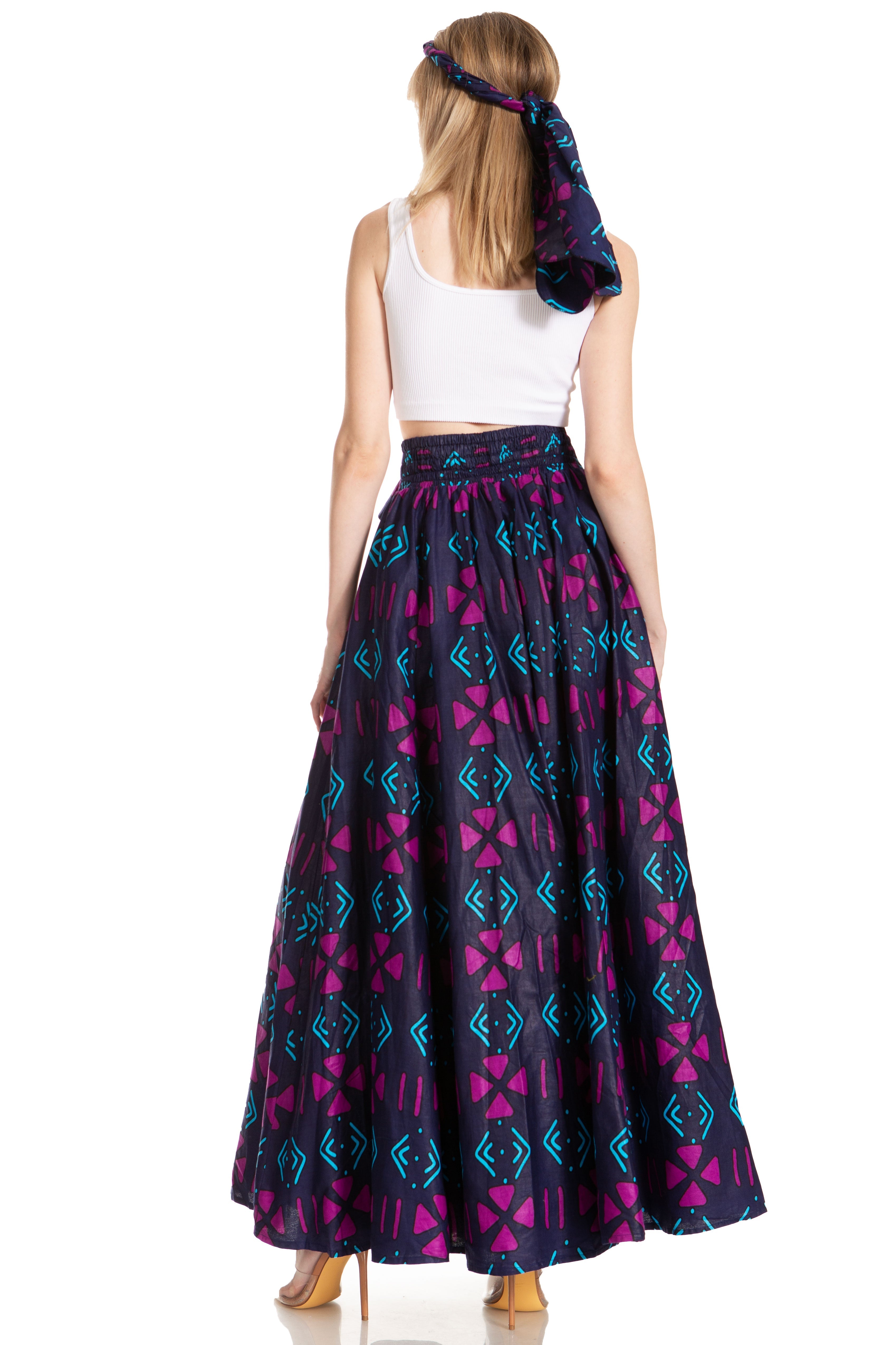 Sakkas Asma's Second Convertible Traditional Wax Print Maxi Skirt with Adjustable Straps - Buy One, Get One 50% Off