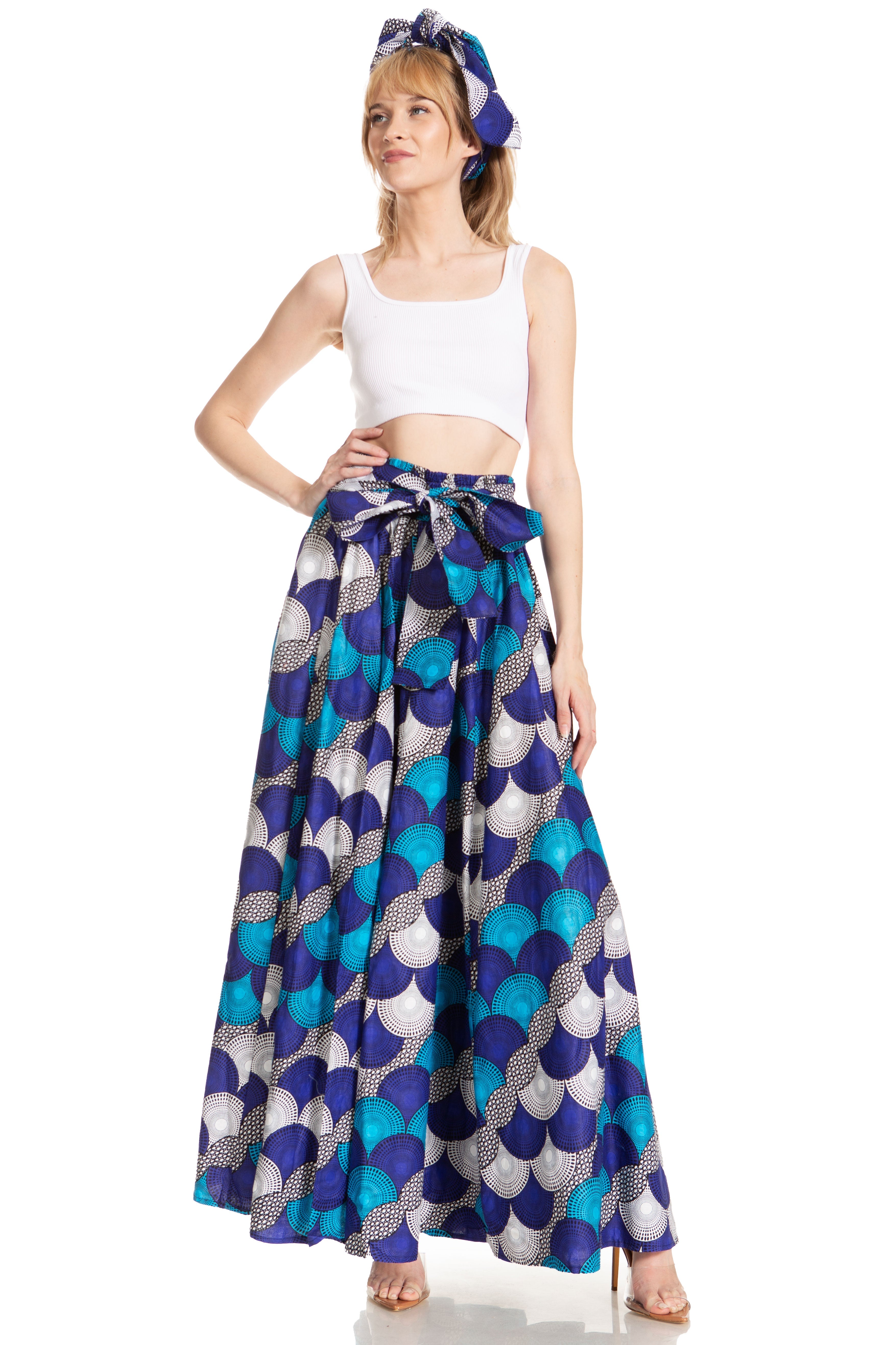 Sakkas Asma's Second Convertible Traditional Wax Print Maxi Skirt with Adjustable Straps - Buy One, Get One 50% Off