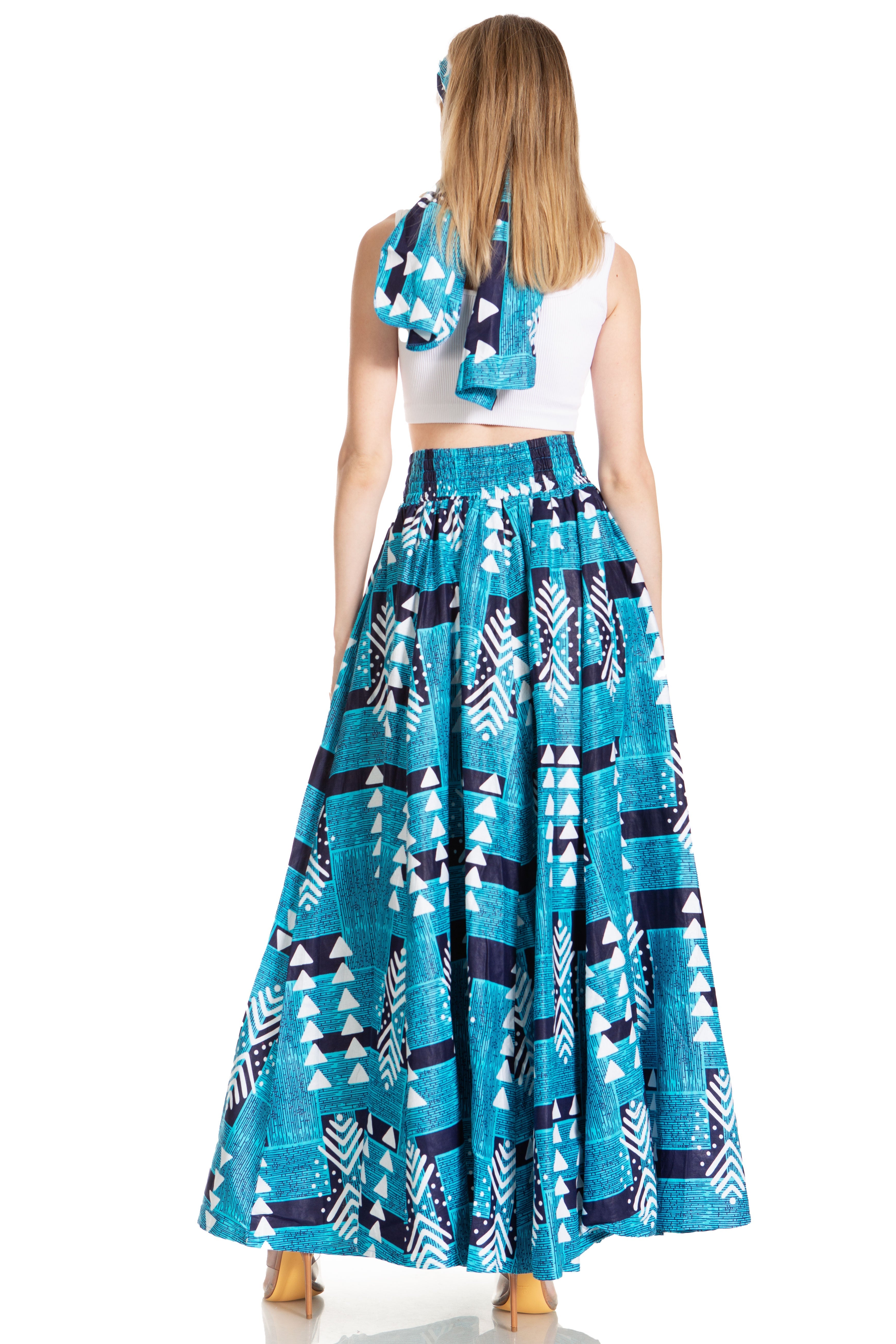 Sakkas Asma's Second Convertible Traditional Wax Print Maxi Skirt with Adjustable Straps - Buy One, Get One 50% Off