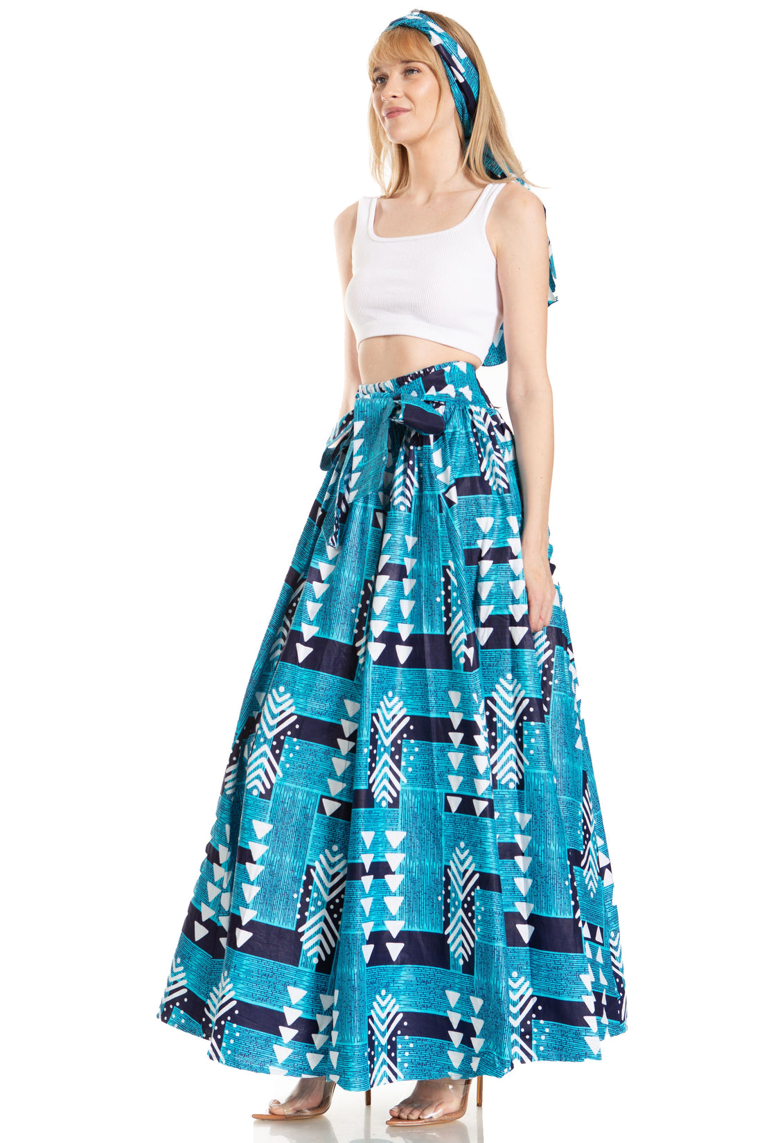 Sakkas Asma's Second Convertible Traditional Wax Print Maxi Skirt with Adjustable Straps - Buy One, Get One 50% Off