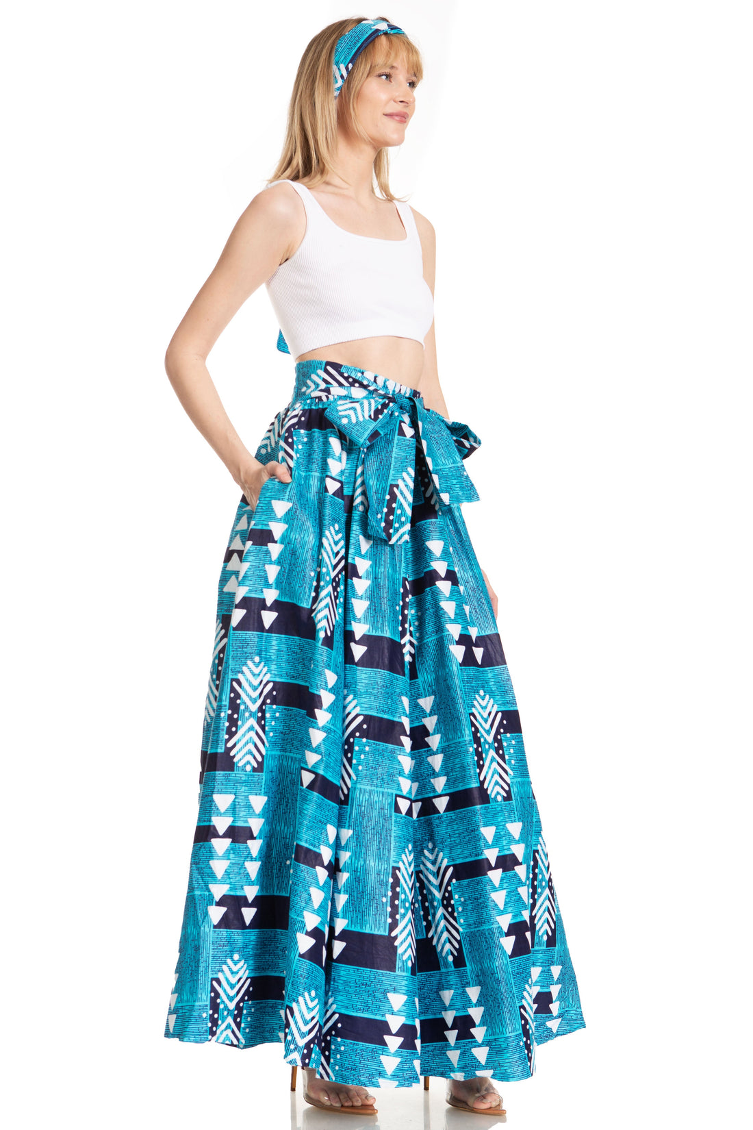 Sakkas Asma's Second Convertible Traditional Wax Print Maxi Skirt with Adjustable Straps - Buy One, Get One 50% Off