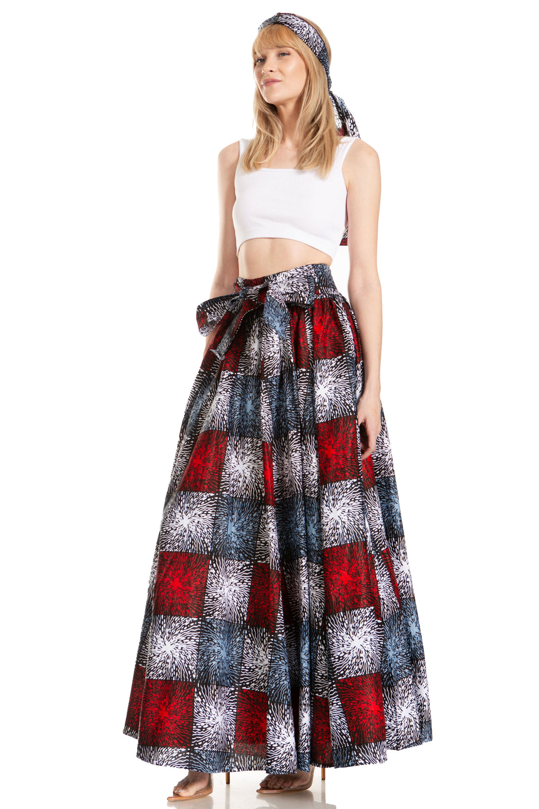 Sakkas Asma's Second Convertible Traditional Wax Print Maxi Skirt with Adjustable Straps - Buy One, Get One 50% Off