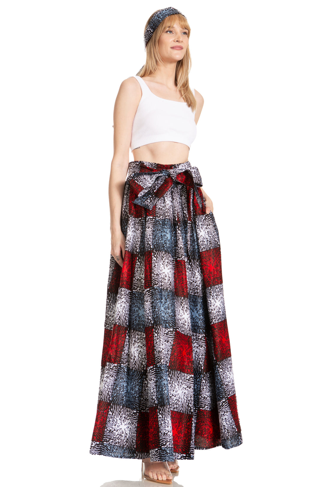 Sakkas Asma's Second Convertible Traditional Wax Print Maxi Skirt with Adjustable Straps - Buy One, Get One 50% Off