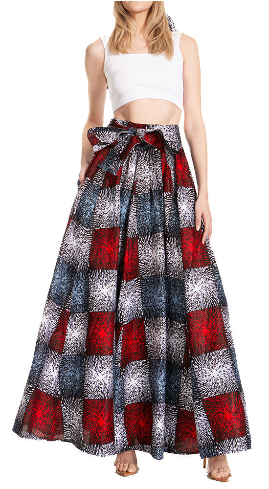 Sakkas Asma's Second Convertible Traditional Wax Print Maxi Skirt with Adjustable Straps - Buy One, Get One 50% Off