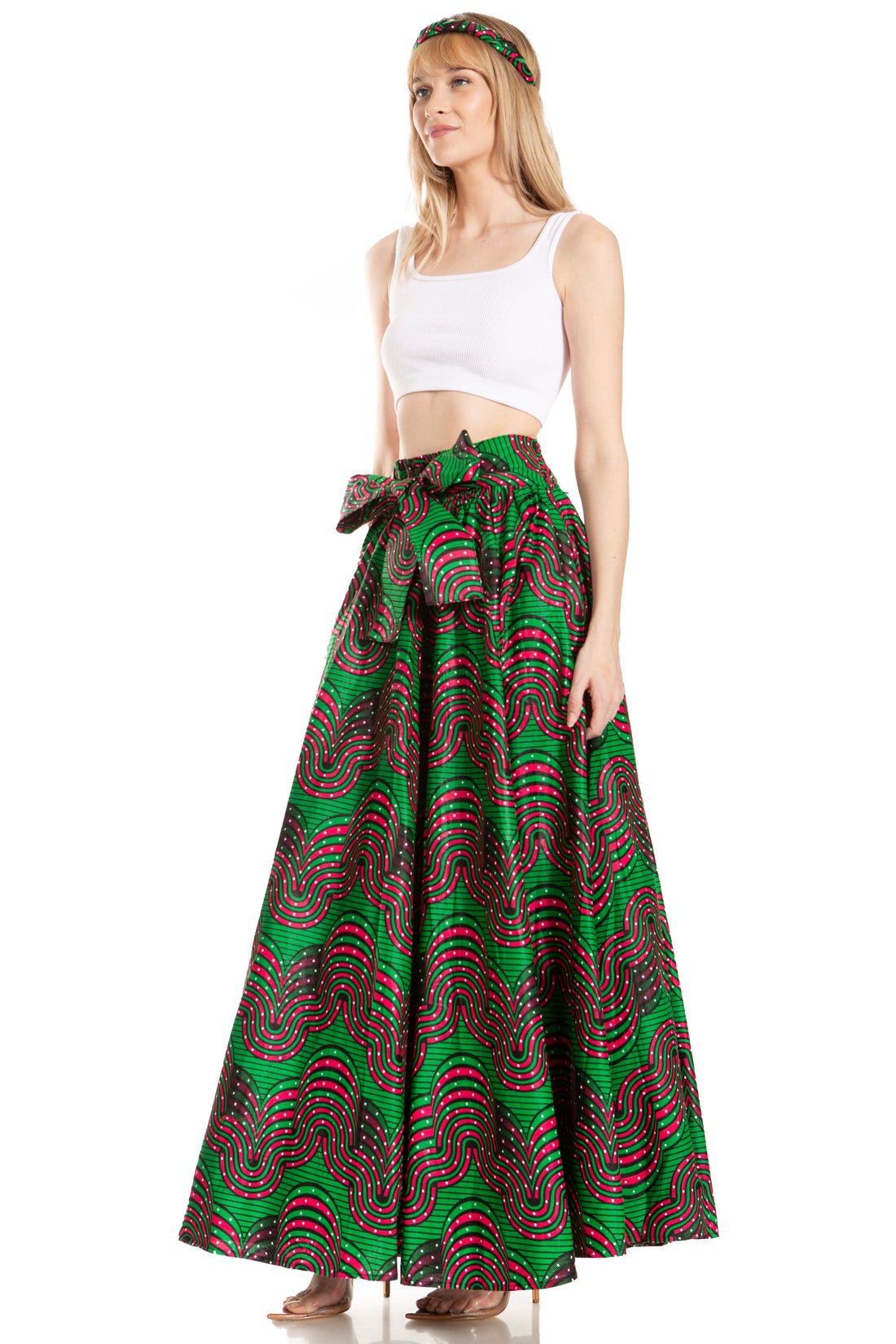 Sakkas Asma's Second Convertible Traditional Wax Print Maxi Skirt with Adjustable Straps - Buy One, Get One 50% Off