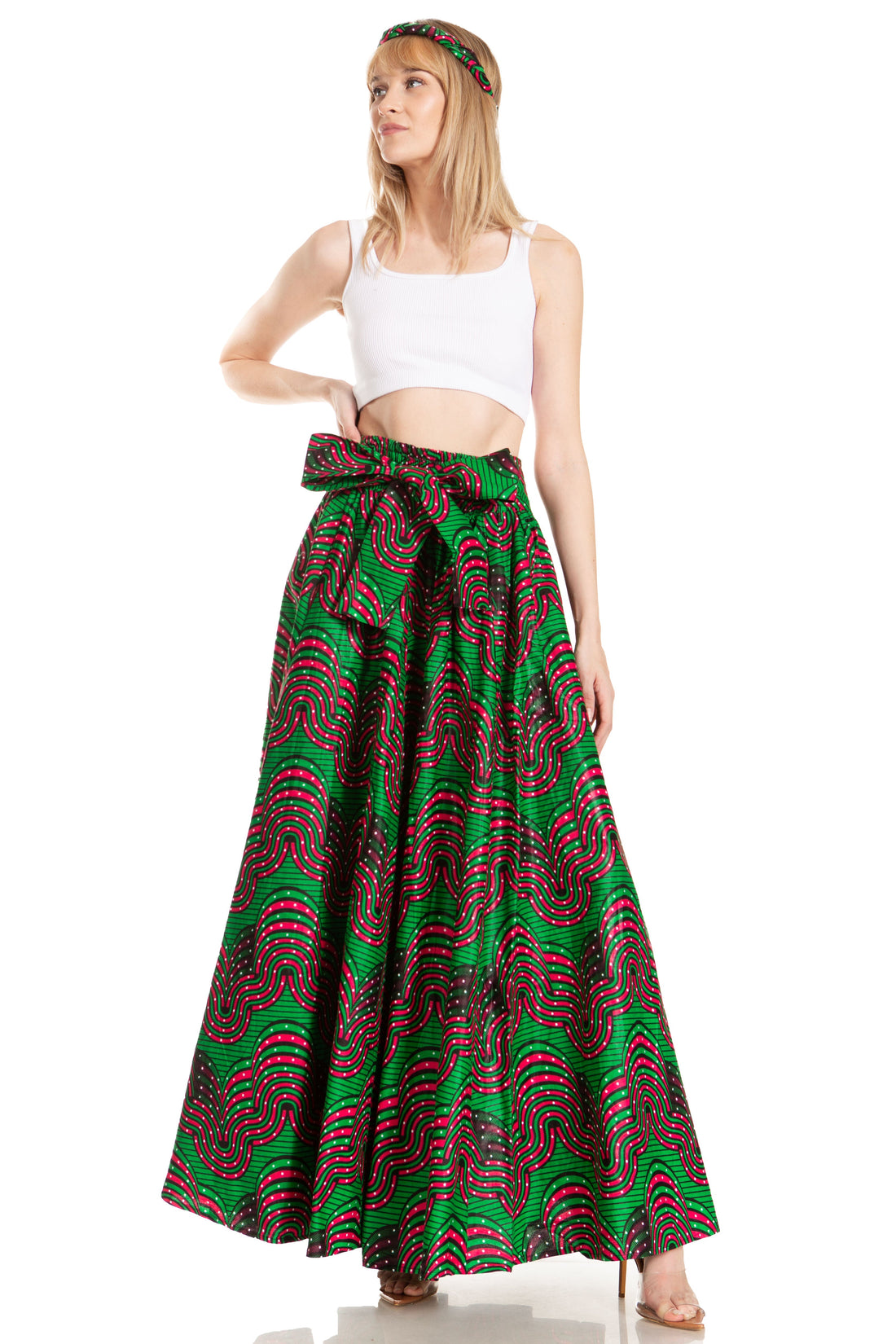 Sakkas Asma's Second Convertible Traditional Wax Print Maxi Skirt with Adjustable Straps - Buy One, Get One 50% Off