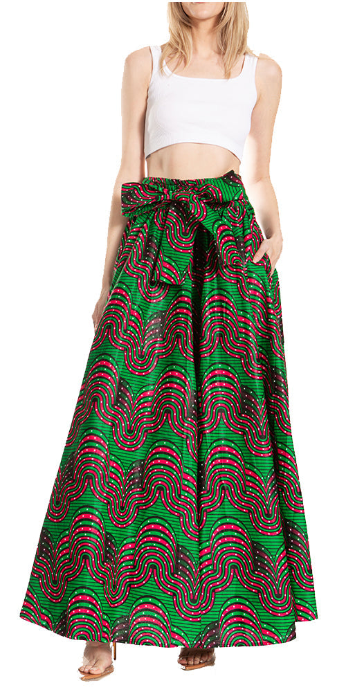 Sakkas Asma's Second Convertible Traditional Wax Print Maxi Skirt with Adjustable Straps - Buy One, Get One 50% Off