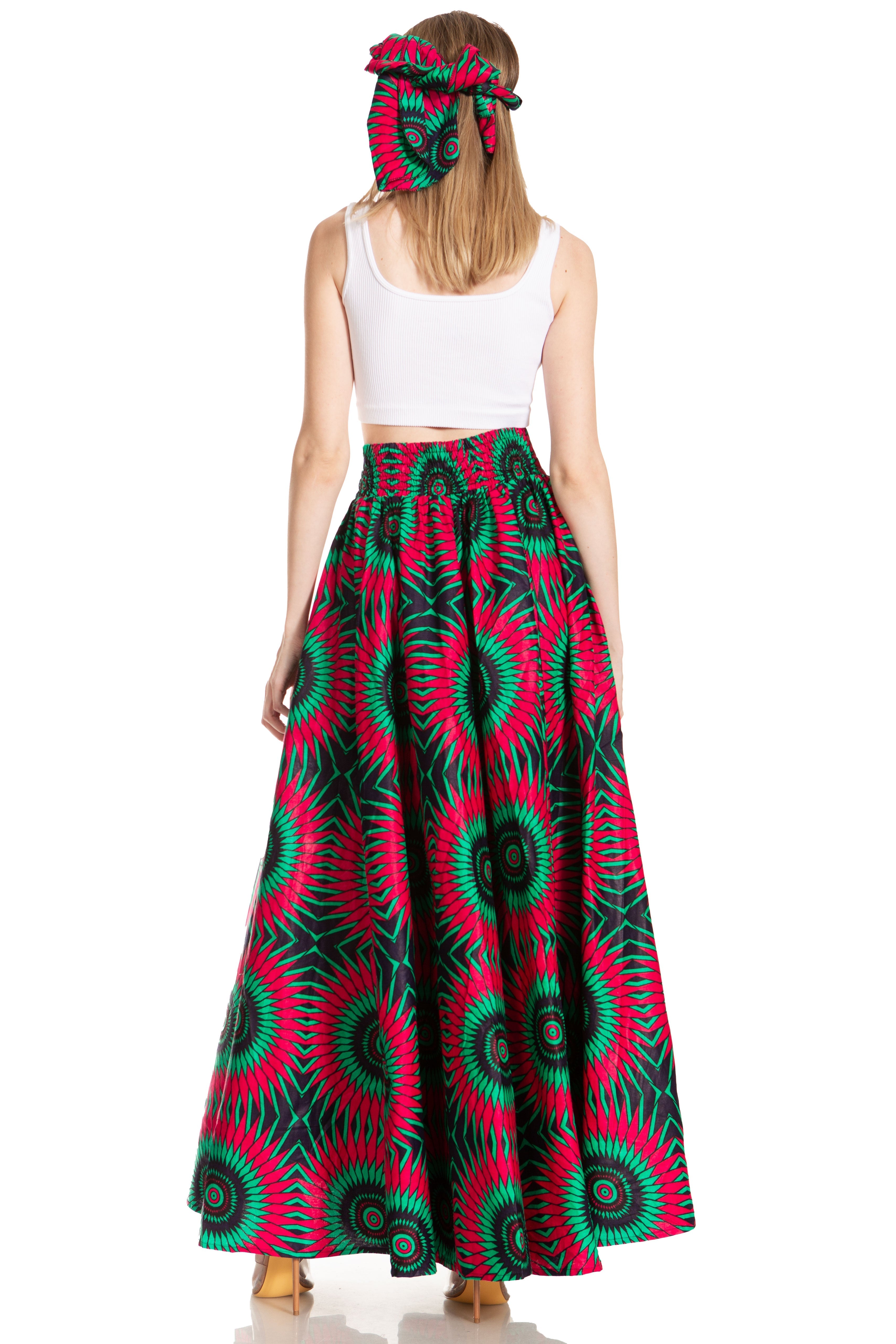 Sakkas Asma's Second Convertible Traditional Wax Print Maxi Skirt with Adjustable Straps - Buy One, Get One 50% Off