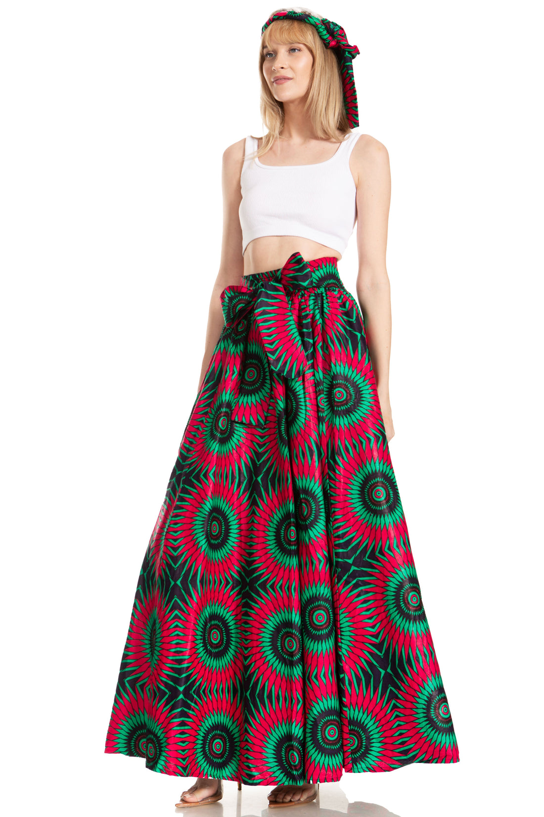 Sakkas Asma's Second Convertible Traditional Wax Print Maxi Skirt with Adjustable Straps - Buy One, Get One 50% Off