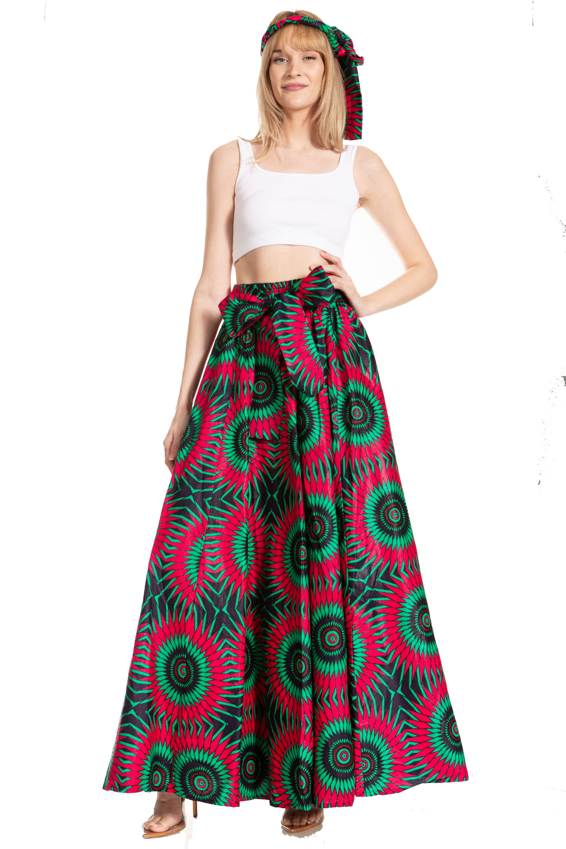 Sakkas Asma's Second Convertible Traditional Wax Print Maxi Skirt with Adjustable Straps - Buy One, Get One 50% Off