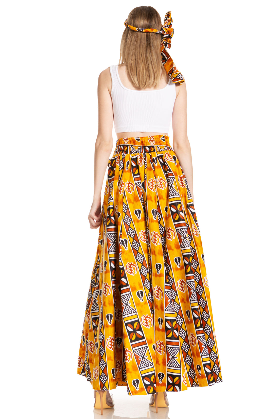 Sakkas Asma's Second Convertible Traditional Wax Print Maxi Skirt with Adjustable Straps - Buy One, Get One 50% Off