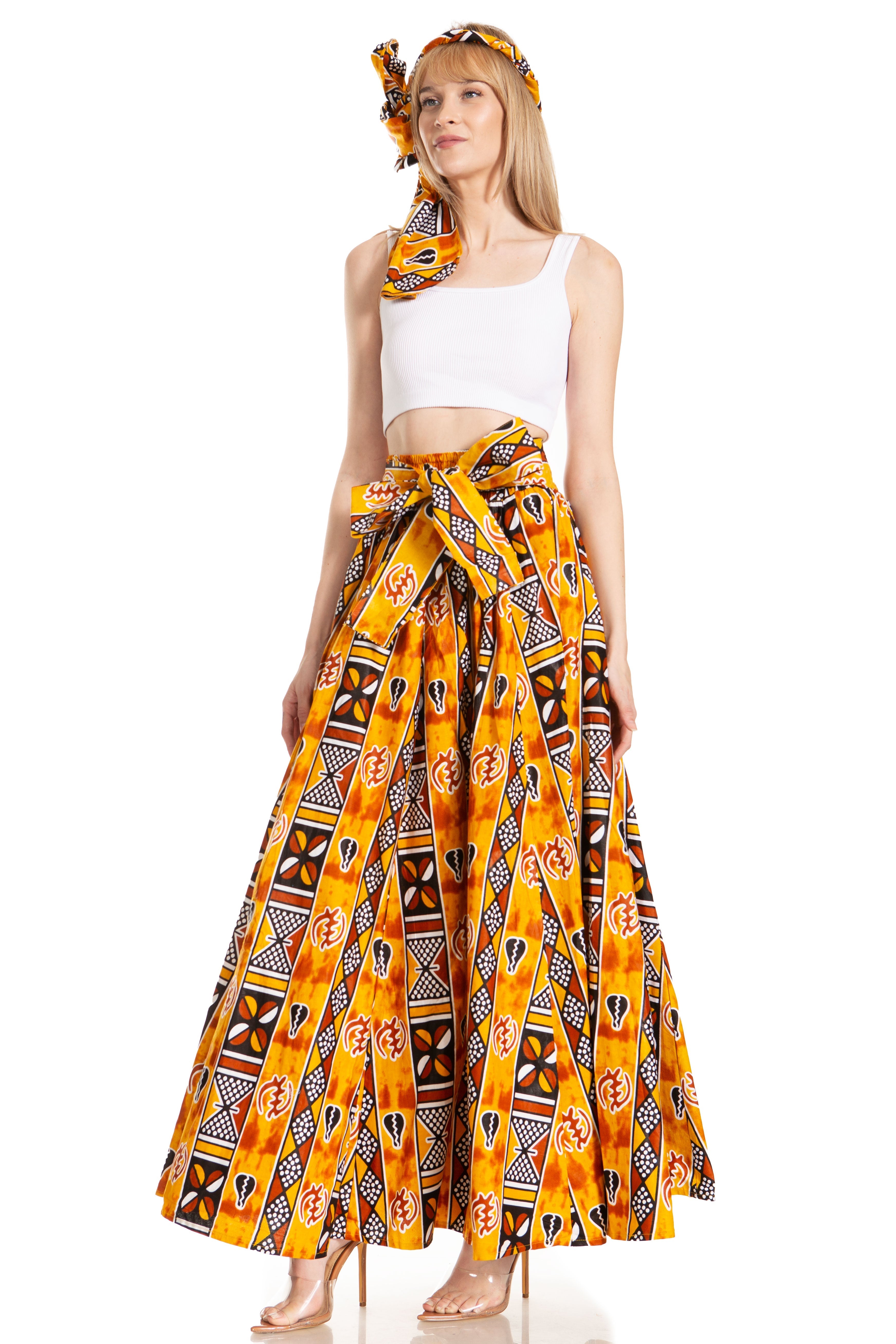Sakkas Asma's Second Convertible Traditional Wax Print Maxi Skirt with Adjustable Straps - Buy One, Get One 50% Off