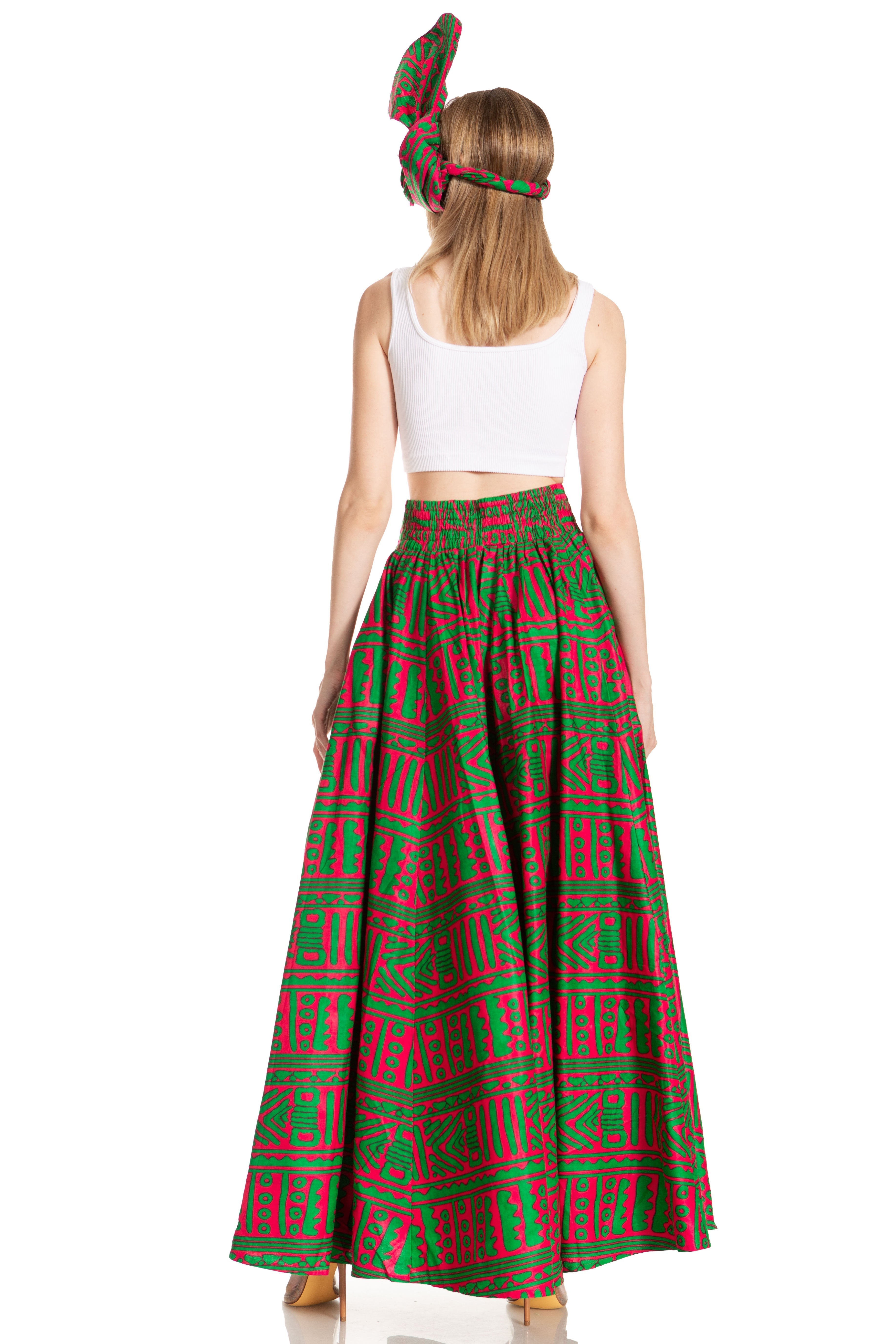 Sakkas Asma's Second Convertible Traditional Wax Print Maxi Skirt with Adjustable Straps - Buy One, Get One 50% Off