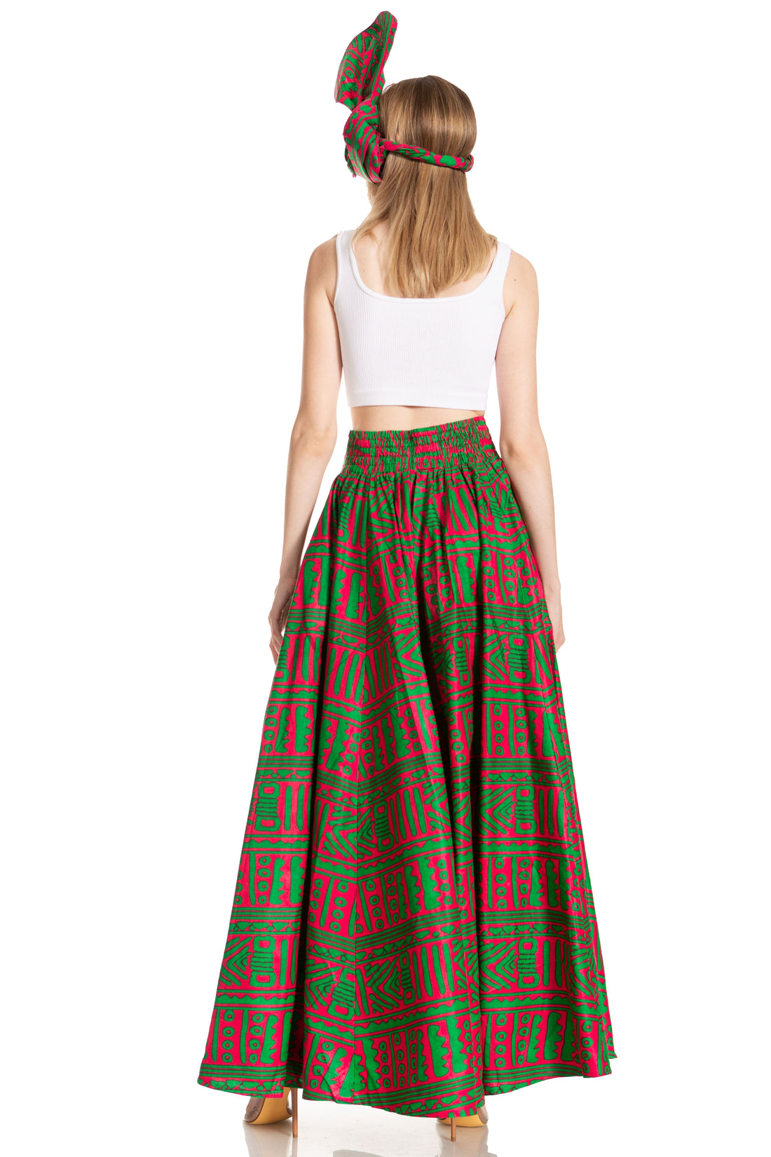 Sakkas Asma's Second Convertible Traditional Wax Print Maxi Skirt with Adjustable Straps - Buy One, Get One 50% Off