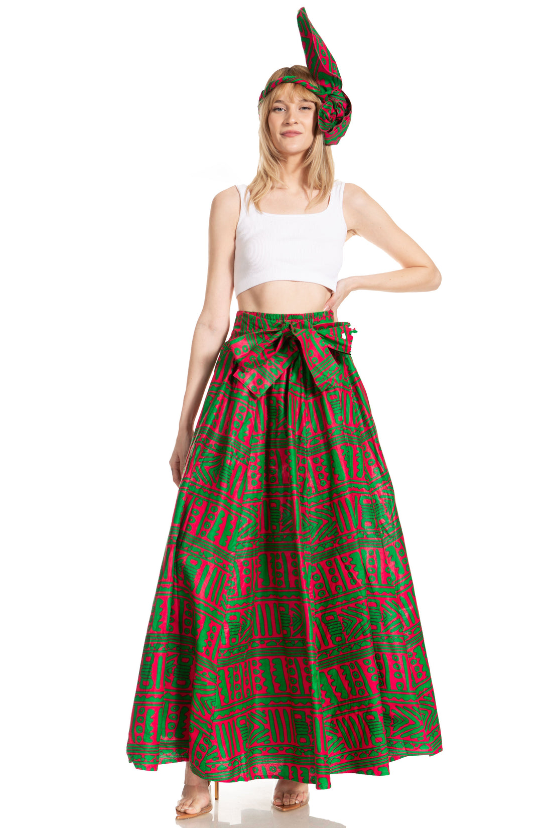 Sakkas Asma's Second Convertible Traditional Wax Print Maxi Skirt with Adjustable Straps - Buy One, Get One 50% Off